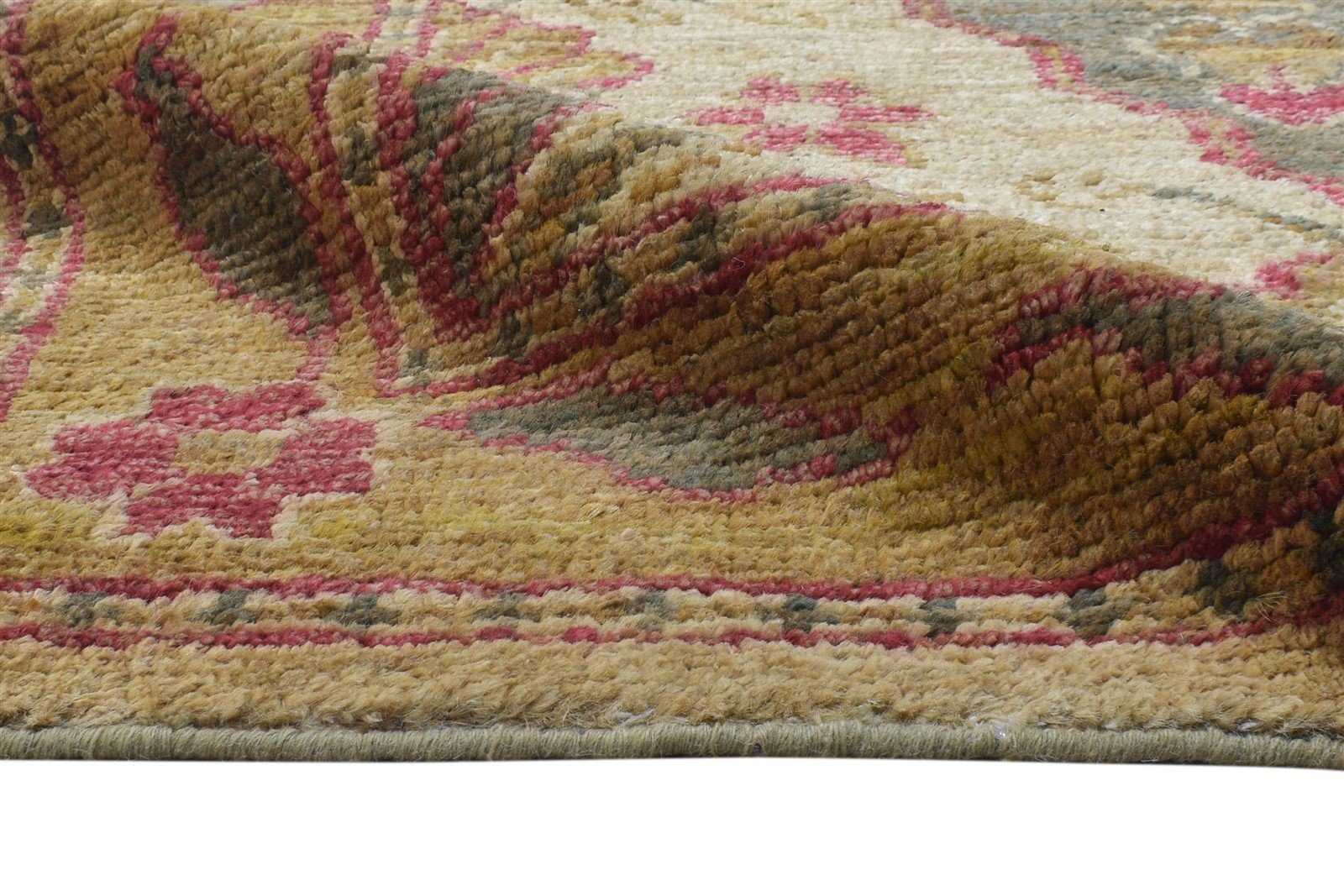Jute Beige Rug 5X8 Persian Hand Knotted Heriz-Indian Medallion Room Size Carpet Area Rug