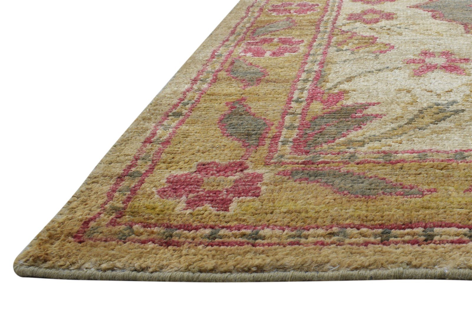 Jute Beige Rug 5X8 Persian Hand Knotted Heriz-Indian Medallion Room Size Carpet Area Rug