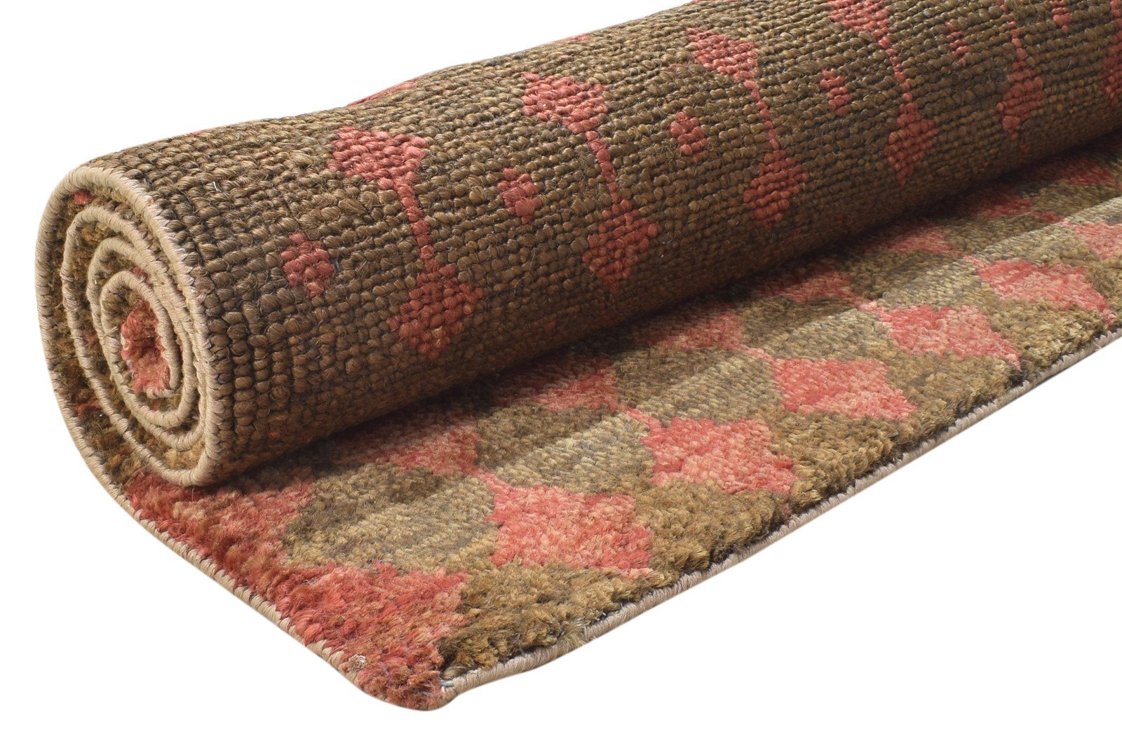 Brown Jute Rug 5' X 8' Modern Hand Knotted Scandinavian Trellis Room Size Carpet