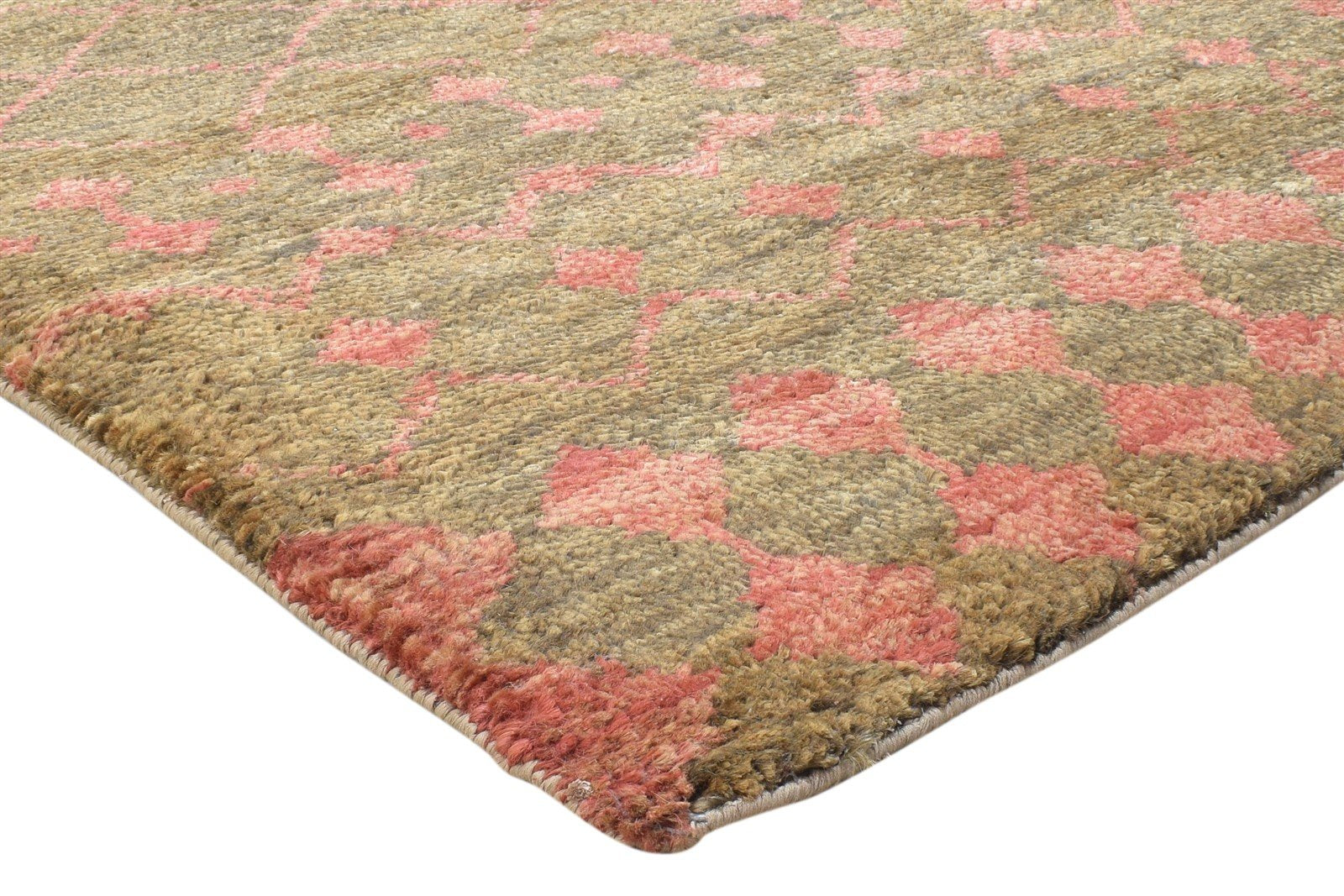 Brown Jute Rug 5' X 8' Modern Hand Knotted Scandinavian Trellis Room Size Carpet