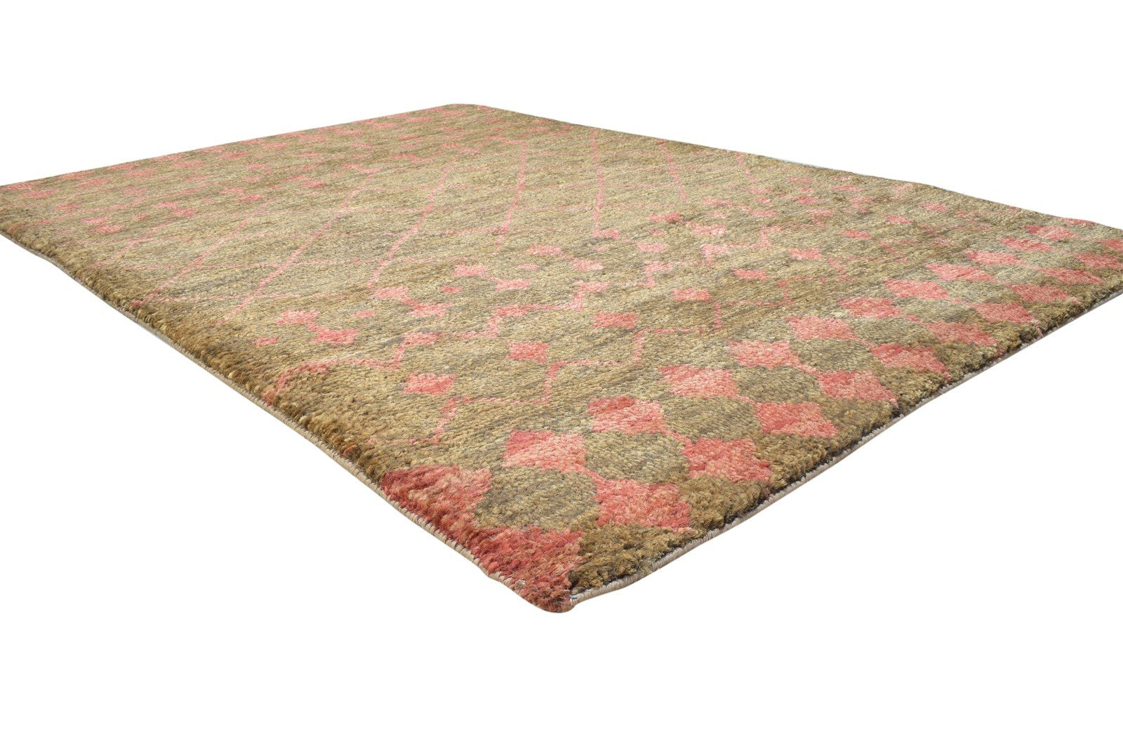 Brown Jute Rug 5' X 8' Modern Hand Knotted Scandinavian Trellis Room Size Carpet