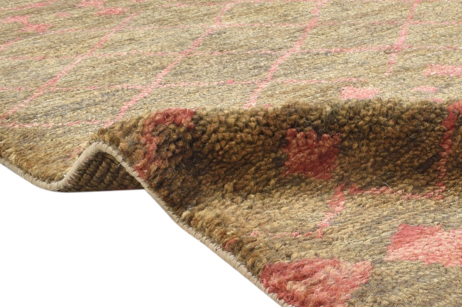 Brown Jute Rug 5' X 8' Modern Hand Knotted Scandinavian Trellis Room Size Carpet