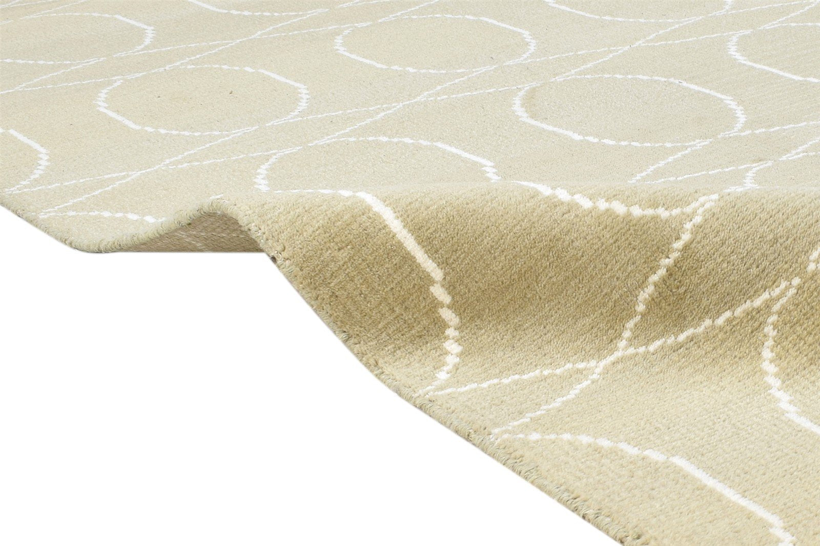 Beige Wool Rug 5' X 7' Modern Hand Knotted Scandinavian Trellis Room Size Carpet Area Rug