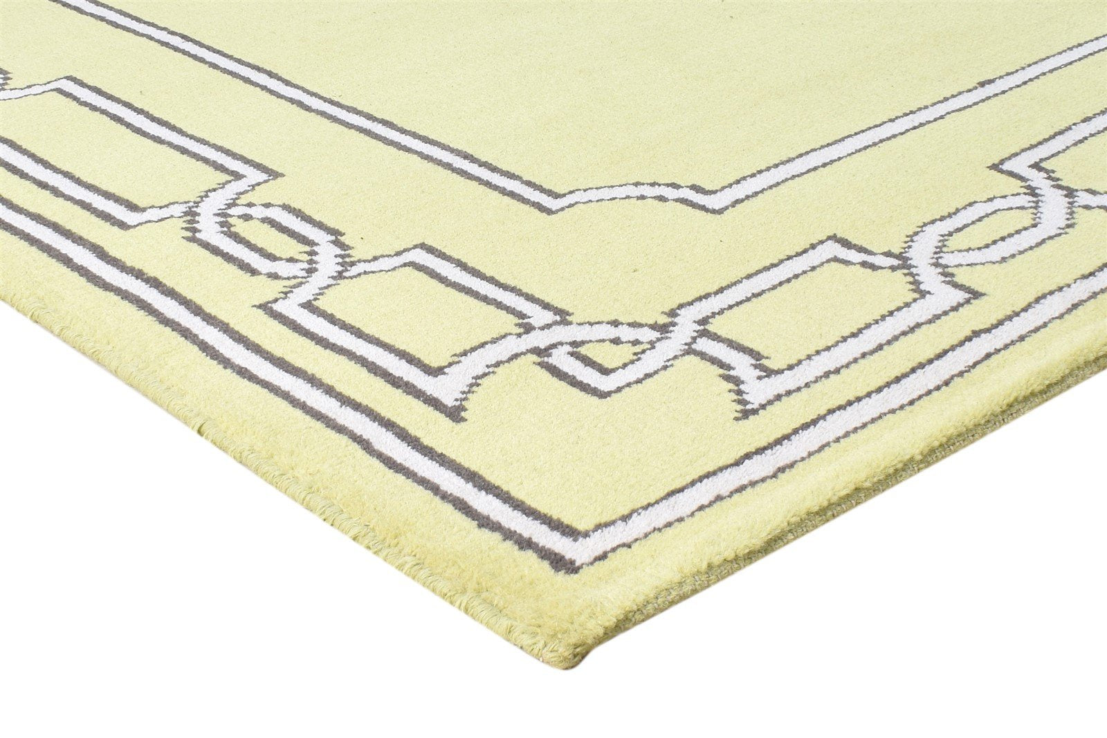 5X7 Rug Wool Green Modern Hand Knotted Scandinavian Bordered Room Size Carpet Area Rug