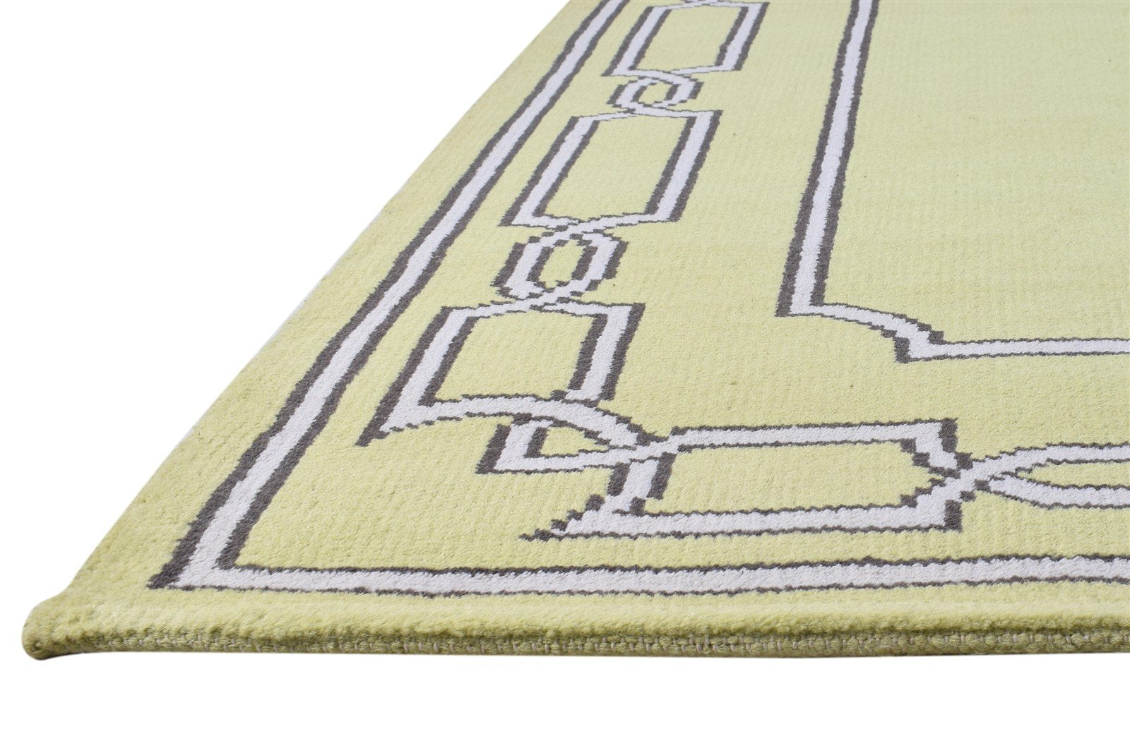 5X7 Rug Wool Green Modern Hand Knotted Scandinavian Bordered Room Size Carpet Area Rug