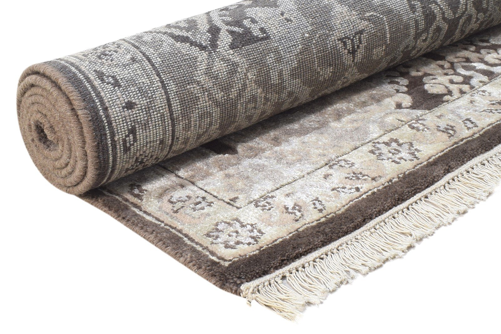 5X8 Rug Wool / Silk Brown Persian Hand Knotted Kazak Oriental Room Size Carpet Area Rug
