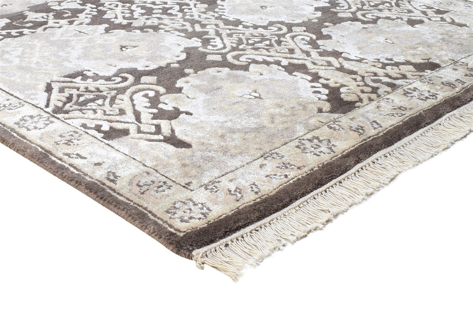 5X8 Rug Wool / Silk Brown Persian Hand Knotted Kazak Oriental Room Size Carpet Area Rug