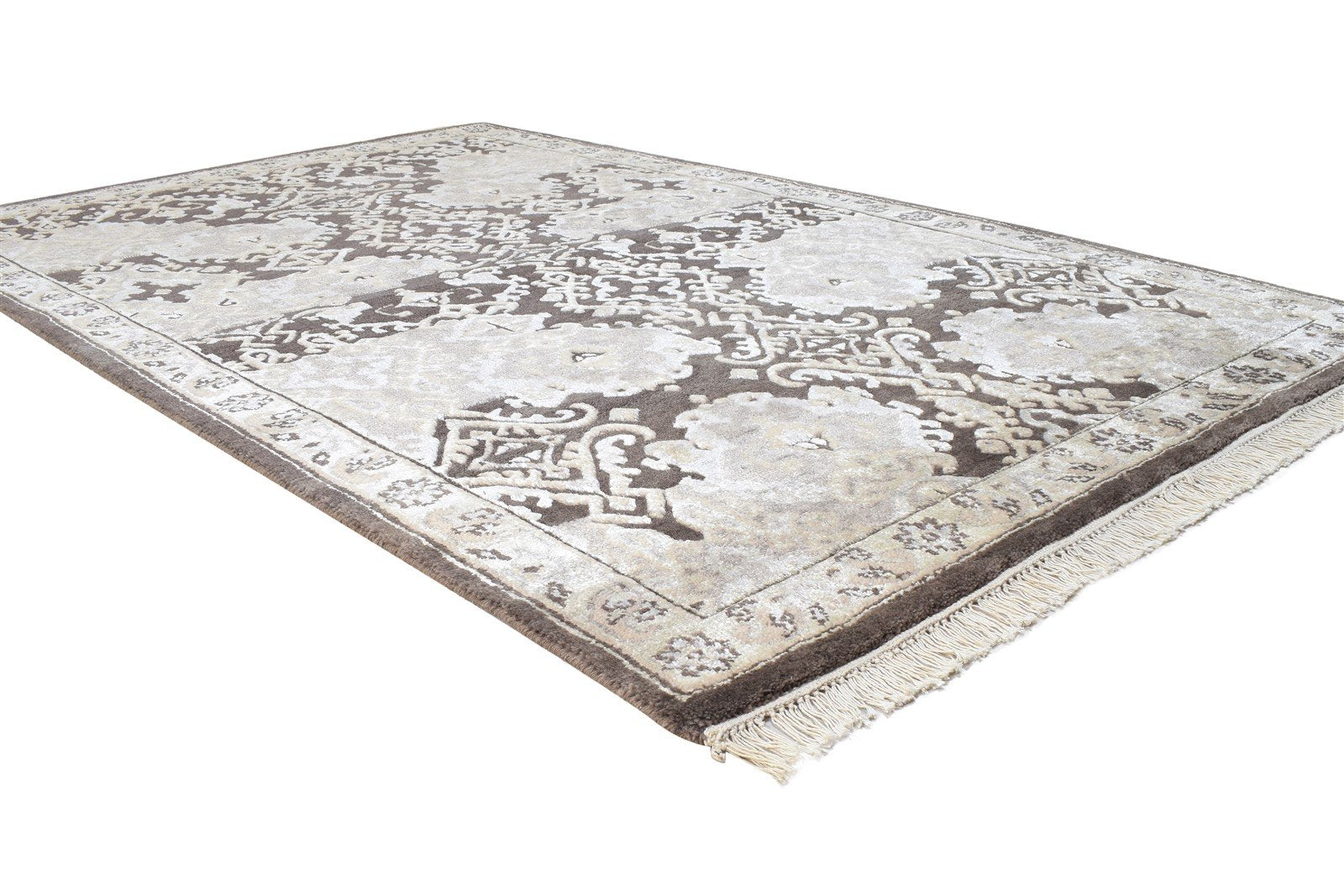 5X8 Rug Wool / Silk Brown Persian Hand Knotted Kazak Oriental Room Size Carpet Area Rug
