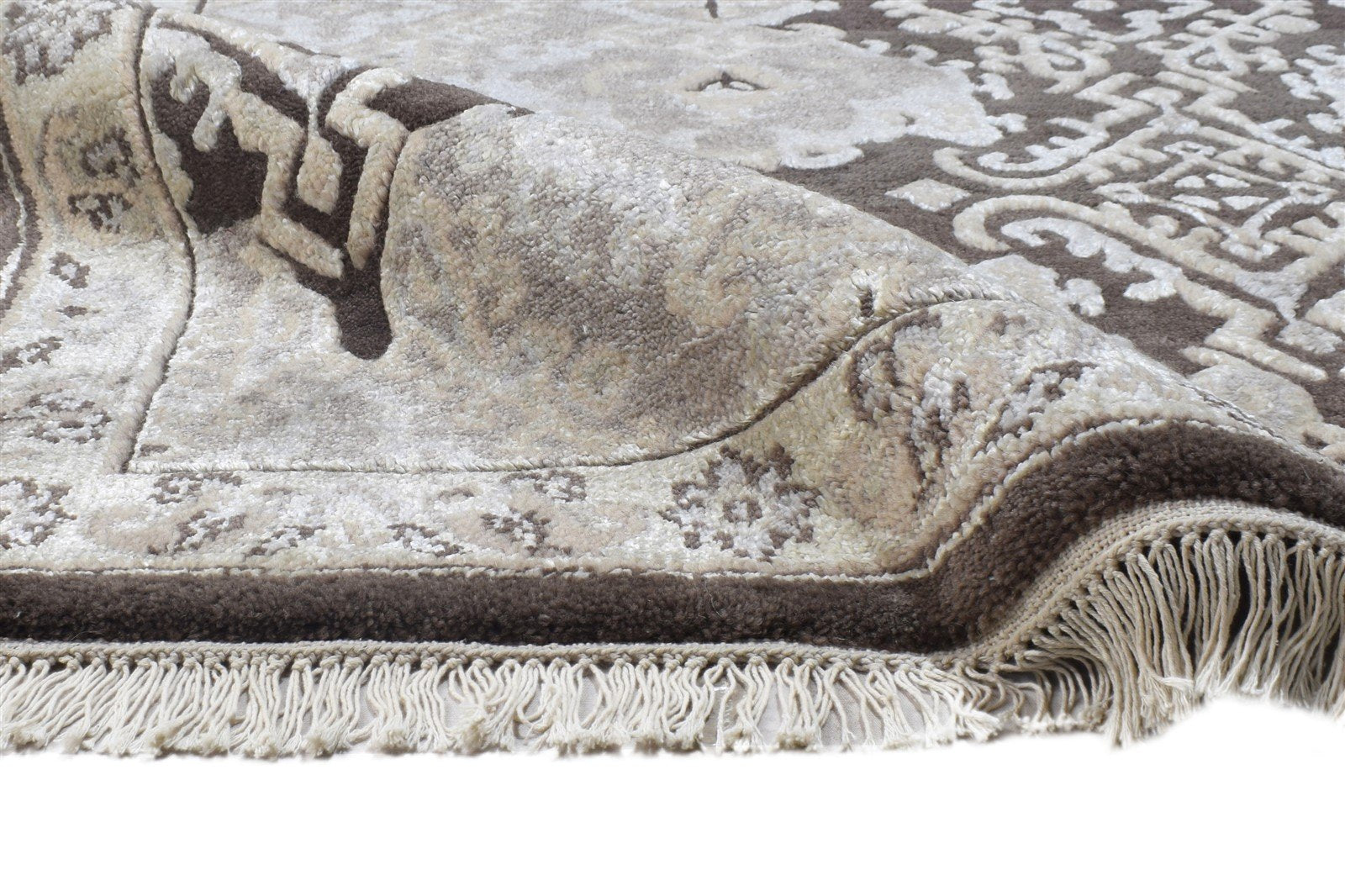 5X8 Rug Wool / Silk Brown Persian Hand Knotted Kazak Oriental Room Size Carpet Area Rug