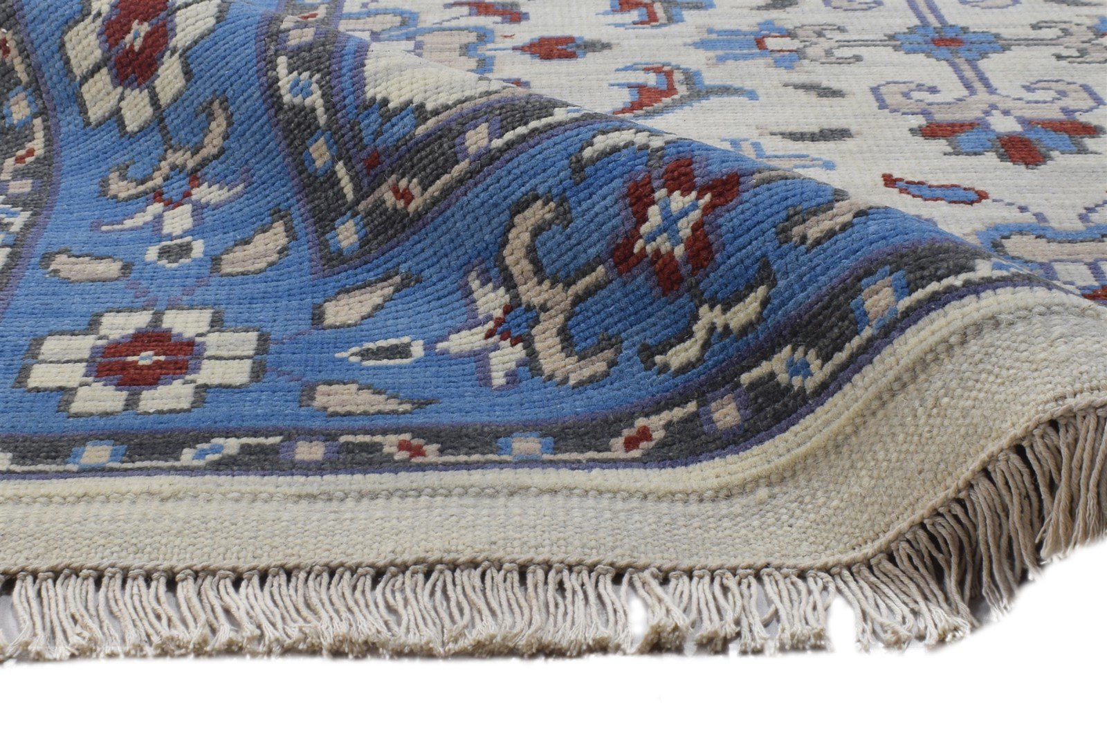 Hand Knotted Blue Wool Rug 5' X 8' Persian Kashan Oriental Room Size Carpet Area Rug