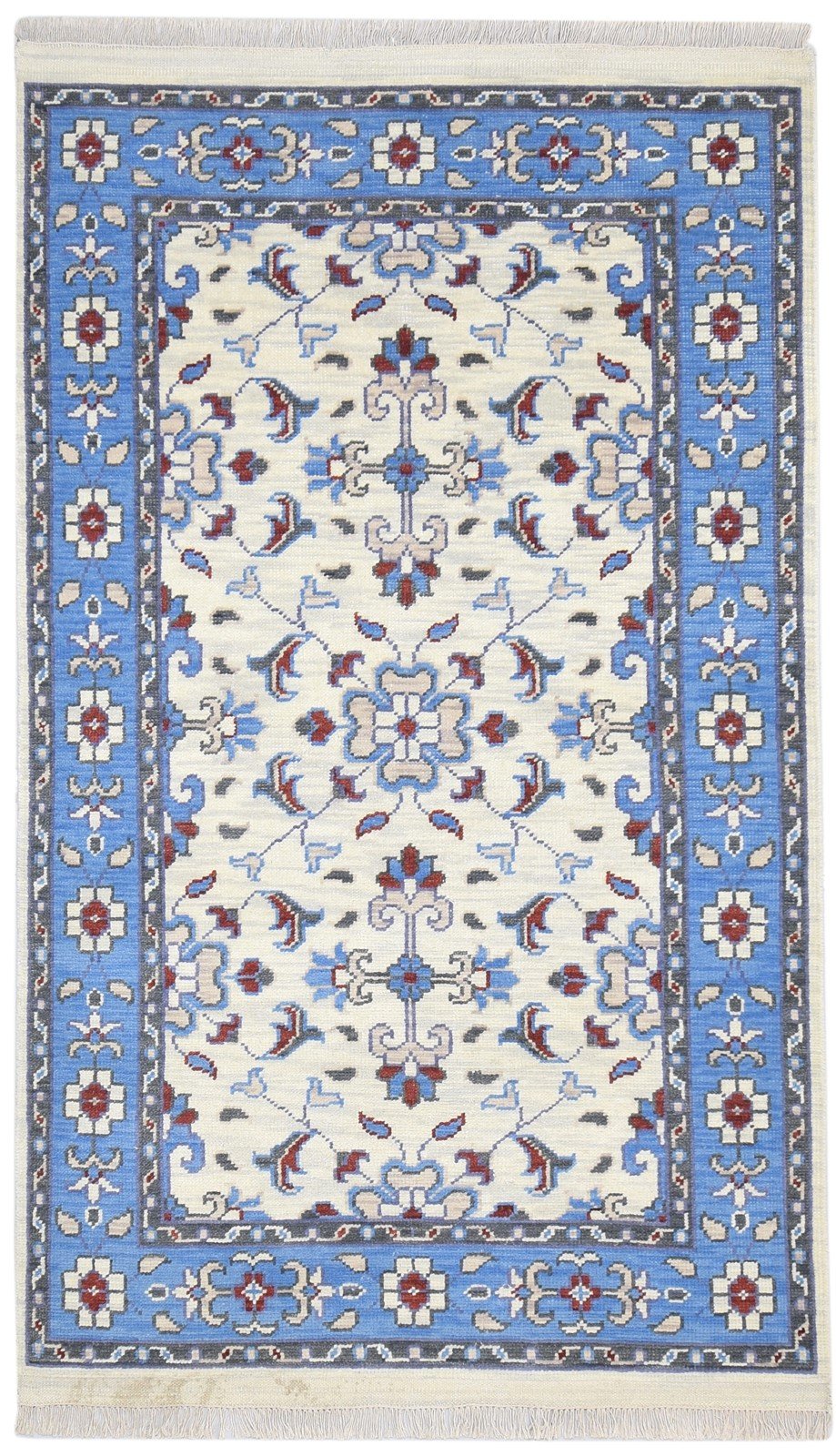 Hand Knotted Blue Wool Rug 5' X 8' Persian Kashan Oriental Room Size Carpet Area Rug