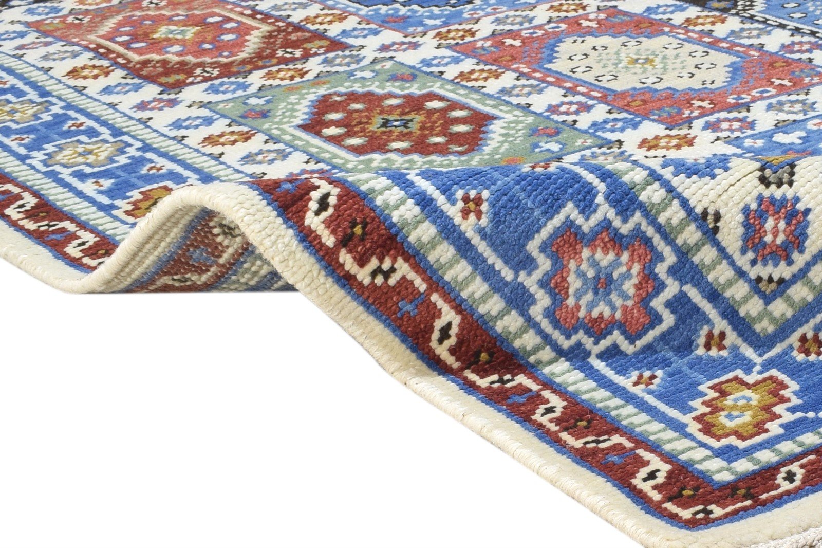 Hand Knotted Blue Wool Rug 5' X 8' Persian Bakhtiari Tribal Room Size Carpet Area Rug