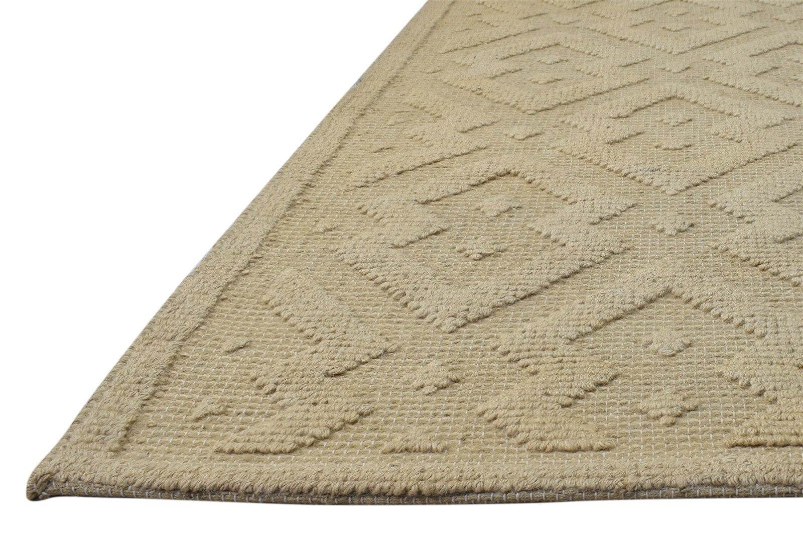 Jute Yellow Rug 5' X 8' Modern Dhurrie Scandinavian Geometric Room Size Carpet Area Rug