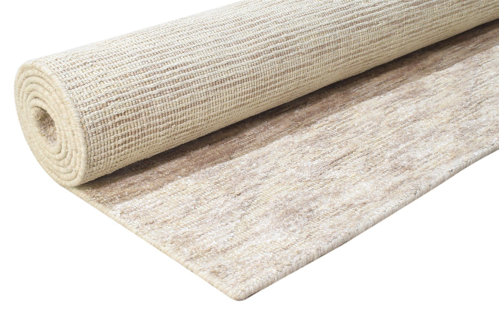 Hand Woven Beige Rayon From Bamboo Rug 8X10 Modern Scandinavian Geometric Large Area Rug
