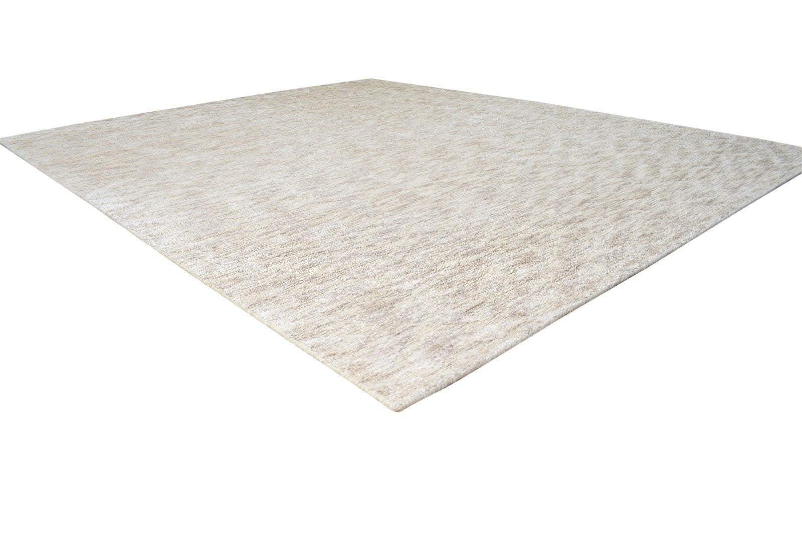 Hand Woven Beige Rayon From Bamboo Rug 8X10 Modern Scandinavian Geometric Large Area Rug