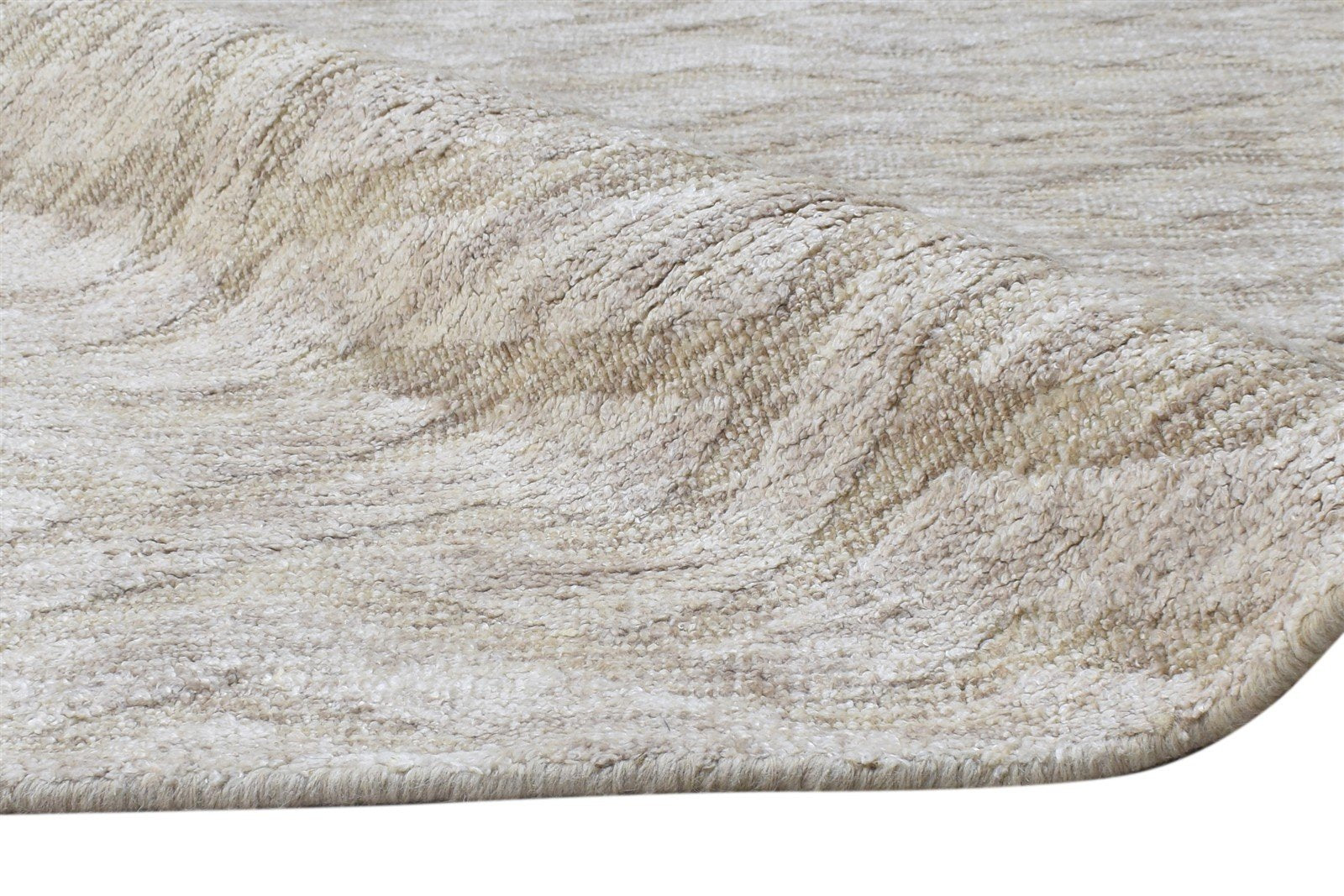 Hand Woven Beige Rayon From Bamboo Rug 8X10 Modern Scandinavian Geometric Large Area Rug
