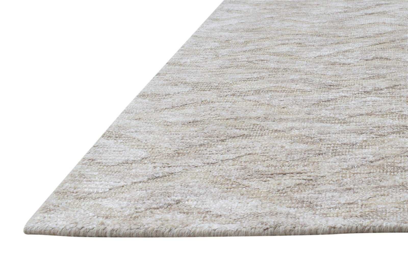 Hand Woven Beige Rayon From Bamboo Rug 8X10 Modern Scandinavian Geometric Large Area Rug
