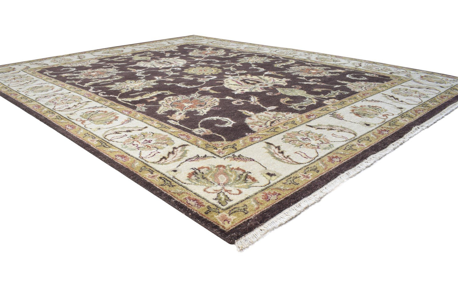 Hand Knotted Brown Wool Rug 8' X 10' Persian Oushak Oriental Large Carpet Area Rug
