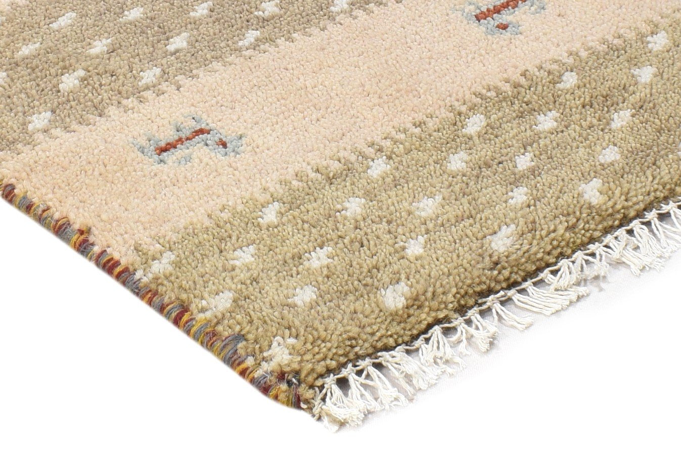 100% Wool Sand Rug 1' X 2' Tribal Hand Knotted Gabbeh Southwestern Small Carpet