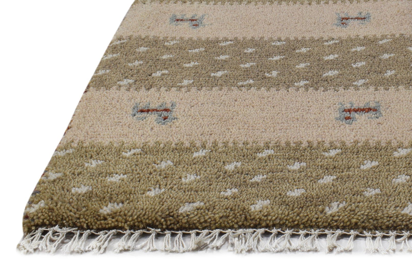 100% Wool Sand Rug 1' X 2' Tribal Hand Knotted Gabbeh Southwestern Small Carpet
