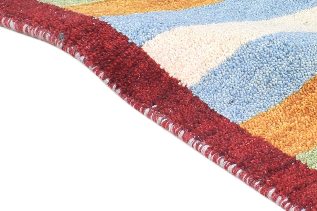 Hand Knotted Multi Color Wool Rug 1X2 Tribal Gabbeh Southwestern Small Carpet Area Rug