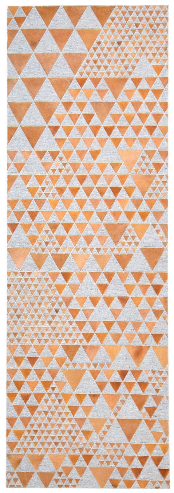 Leather / Cotton Brown Rug 3X9 Modern Hand Woven Scandinavian Triangles Room Size Area Rug