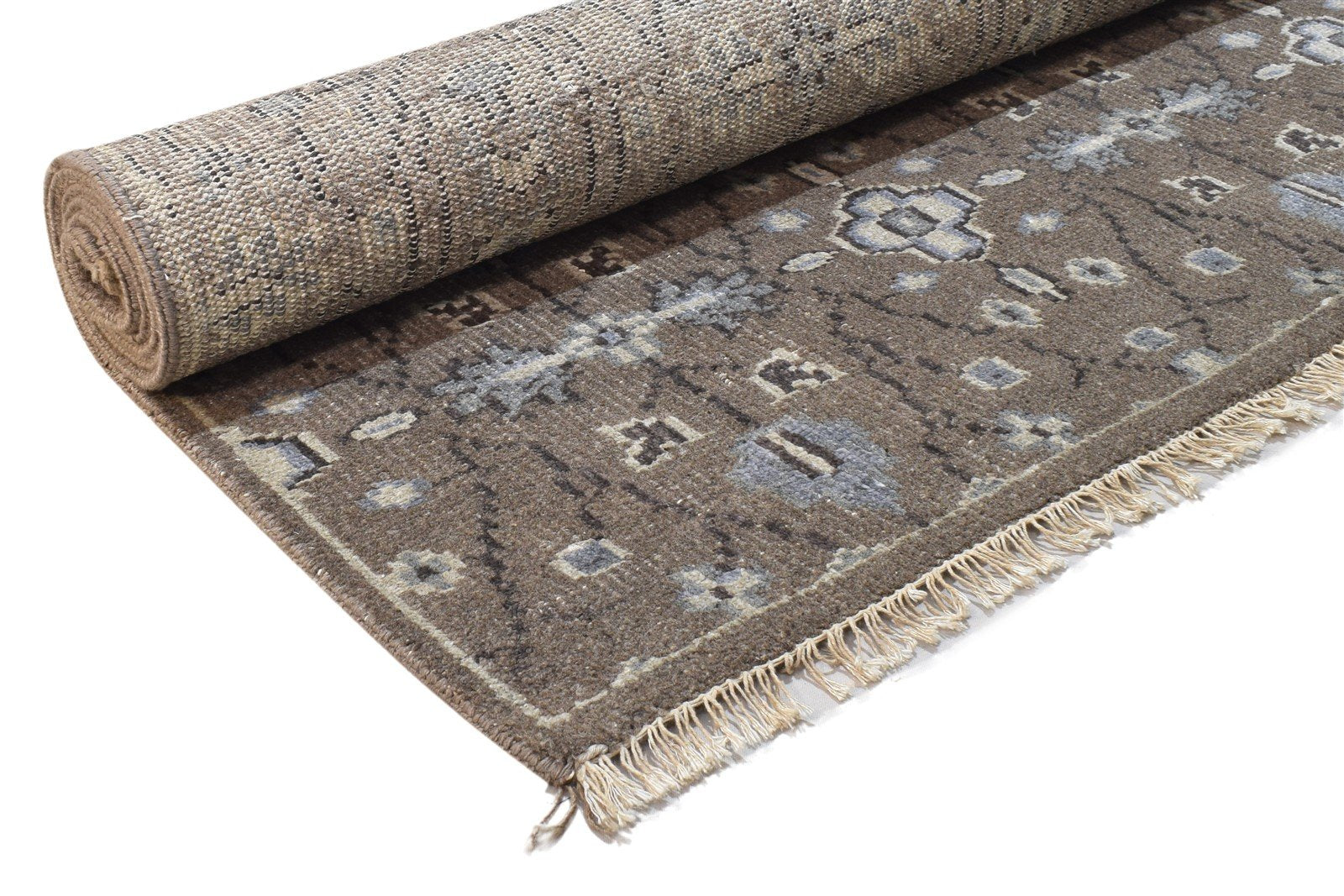Hand Knotted Brown Wool / Silk Rug 5X8 Persian Oushak Floral Room Size Carpet Area Rug