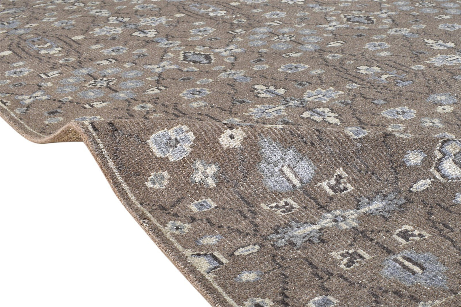 Hand Knotted Brown Wool / Silk Rug 5X8 Persian Oushak Floral Room Size Carpet Area Rug