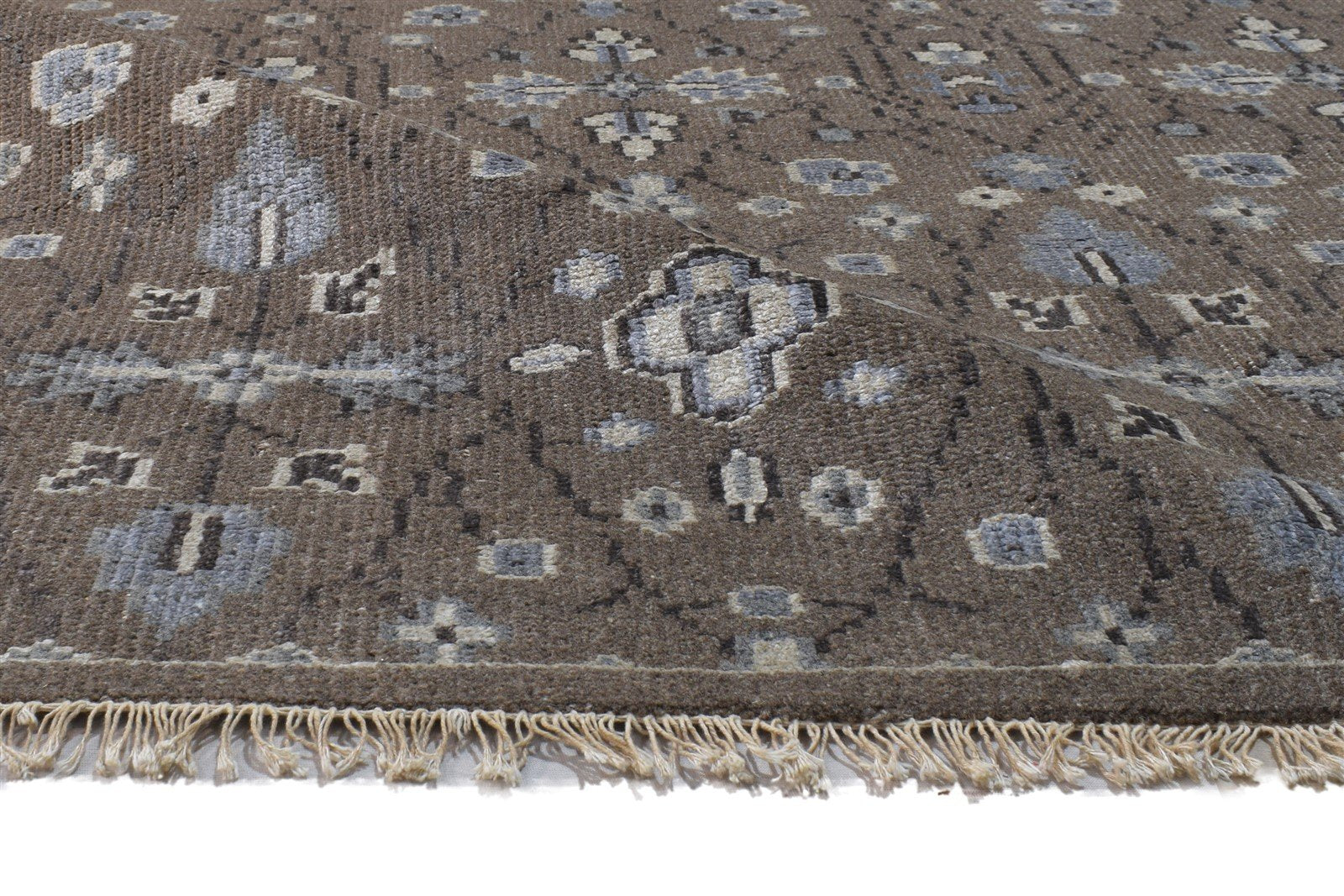 Hand Knotted Brown Wool / Silk Rug 5X8 Persian Oushak Floral Room Size Carpet Area Rug