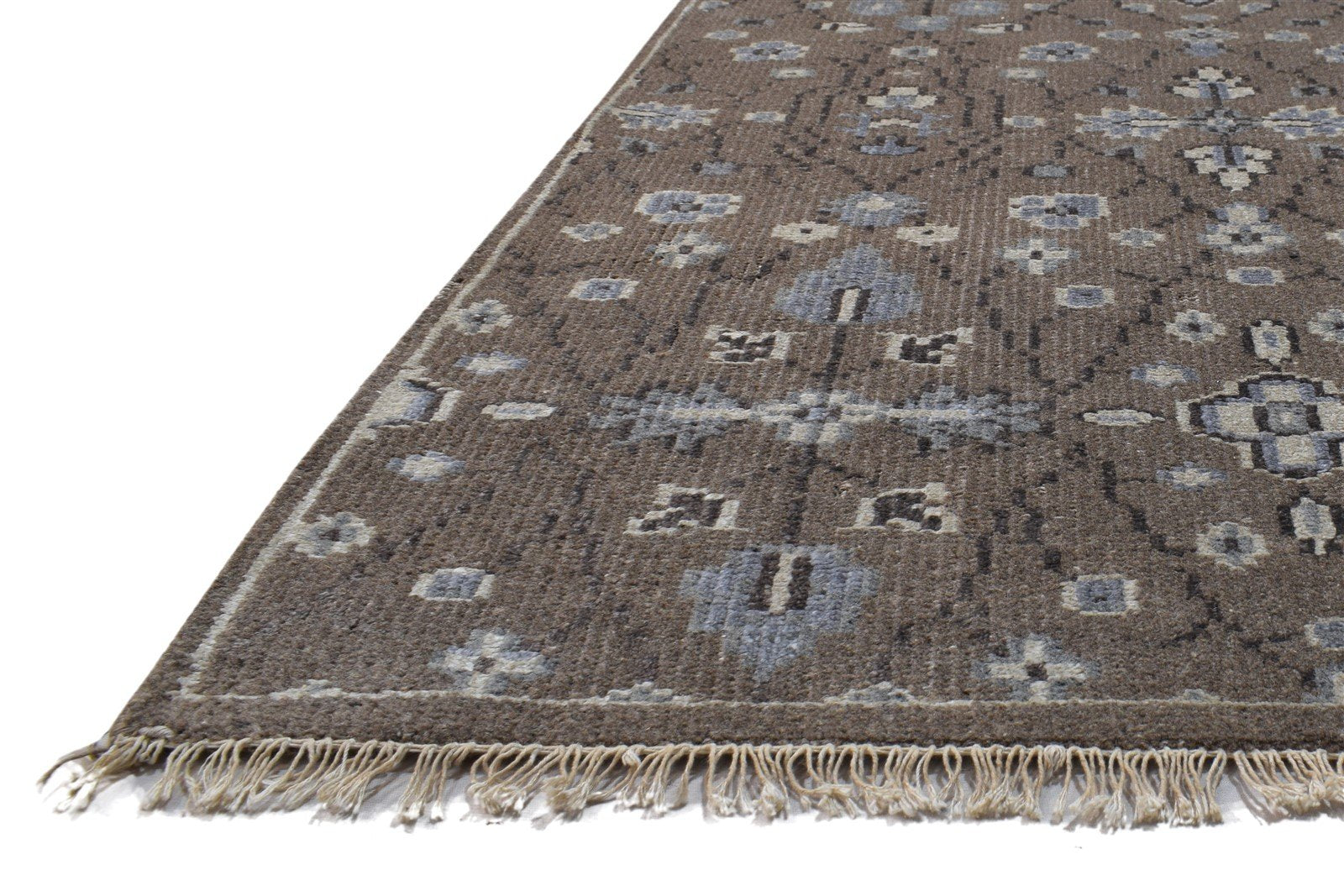 Hand Knotted Brown Wool / Silk Rug 5X8 Persian Oushak Floral Room Size Carpet Area Rug
