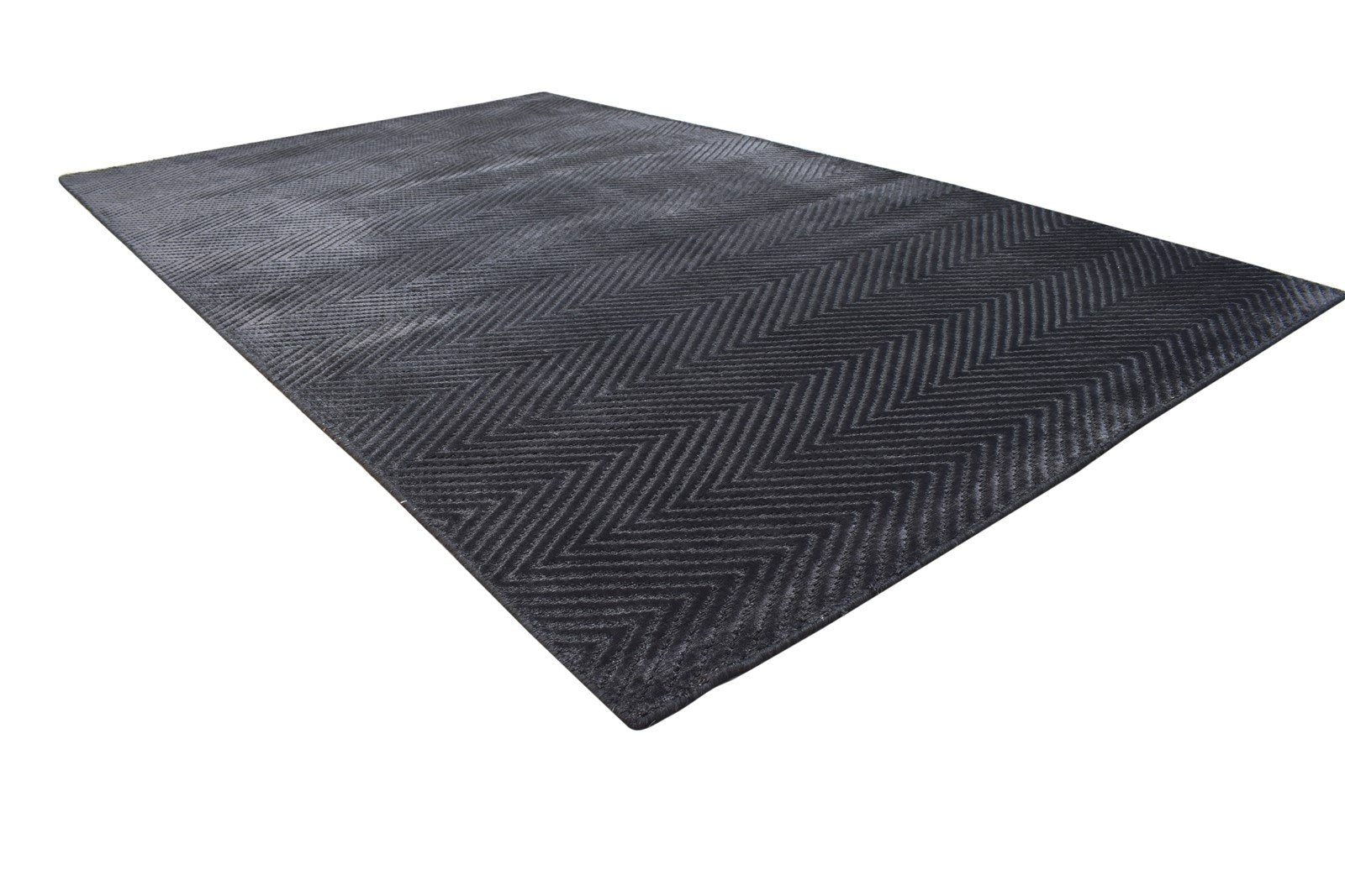 Silk Charcoal Rug 5' X 8' Modern Handloom Scandinavian Diamond Room Size Carpet Area Rug