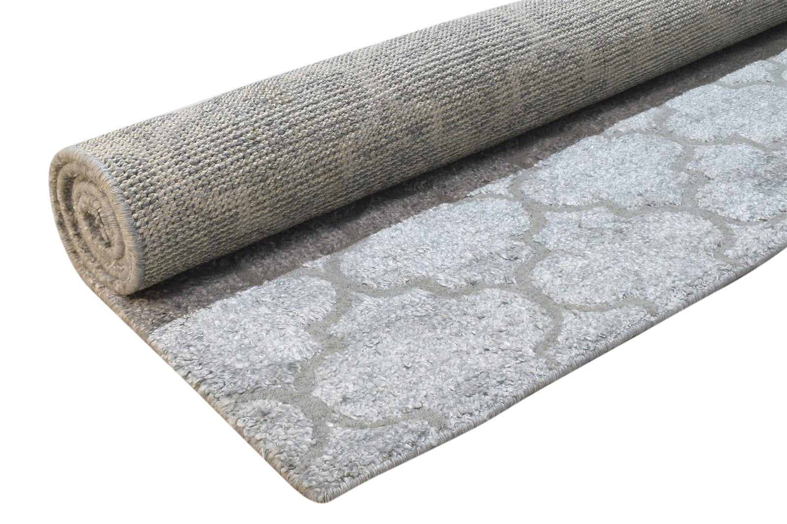 Wool Grey Rug 5' X 7' Modern Hand Knotted Moroccan Damask Room Size Carpet Area Rug