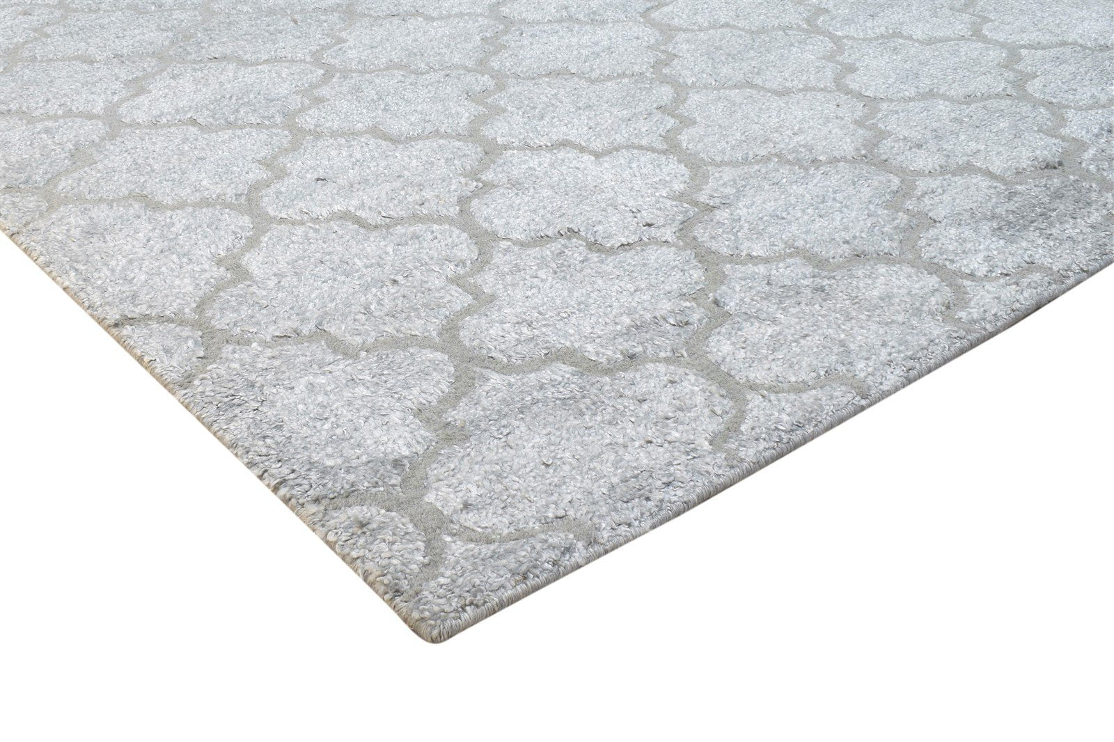 Wool Grey Rug 5' X 7' Modern Hand Knotted Moroccan Damask Room Size Carpet Area Rug