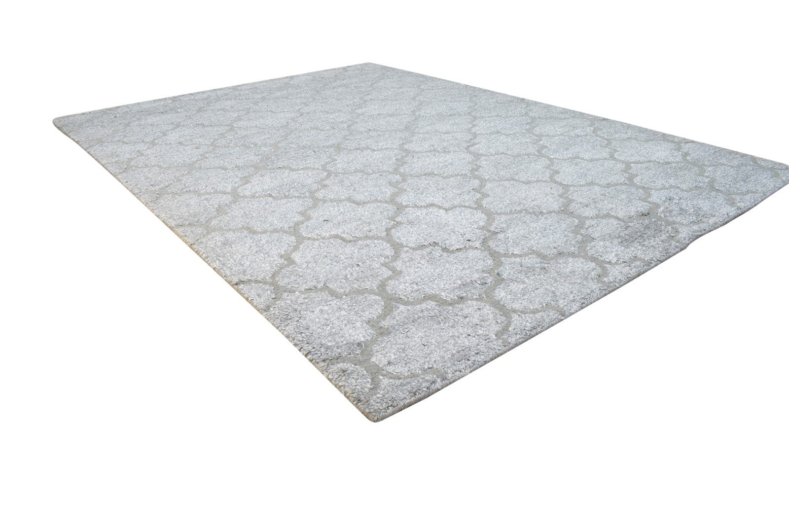 Wool Grey Rug 5' X 7' Modern Hand Knotted Moroccan Damask Room Size Carpet Area Rug