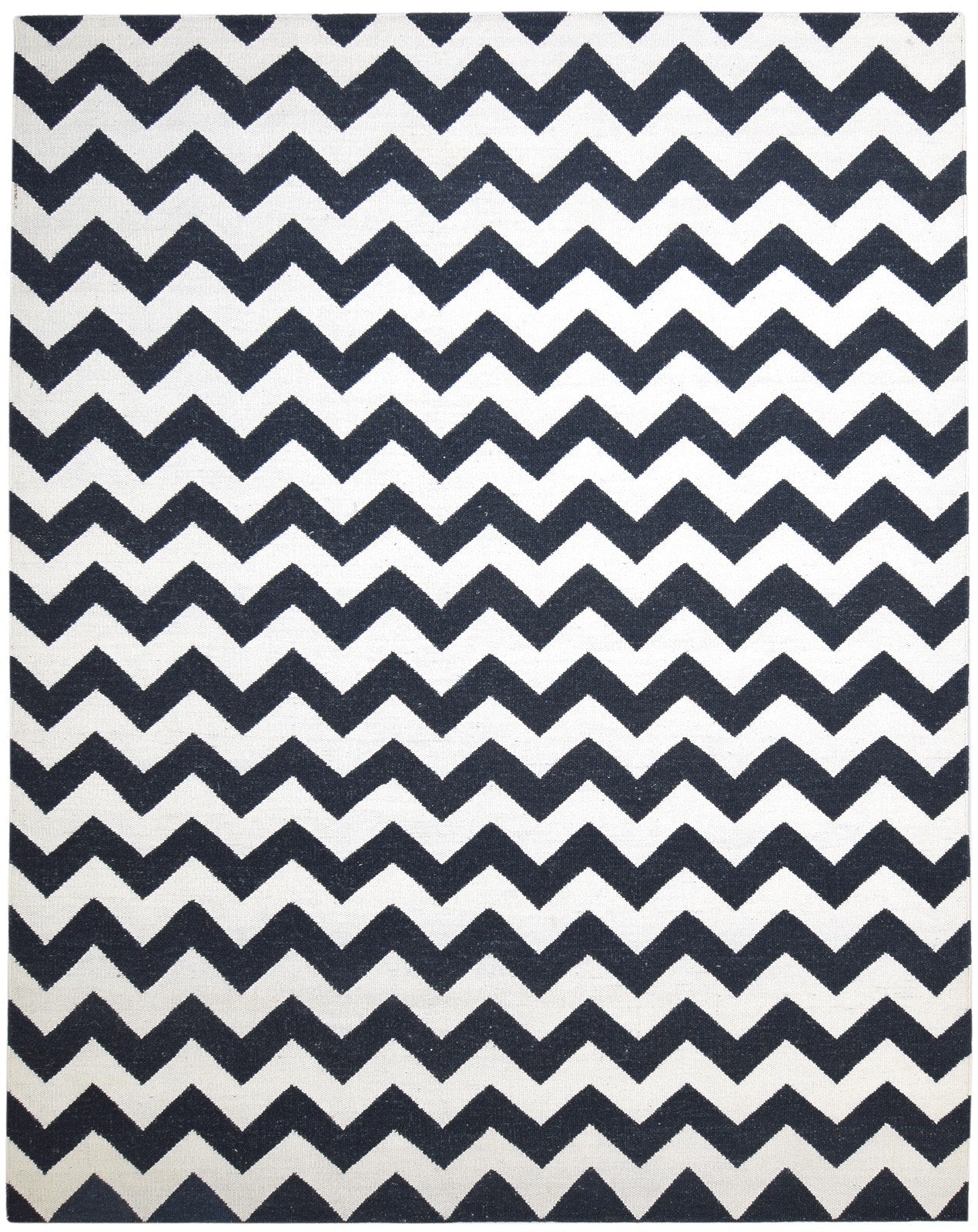 9' X 11' Rug Wool Black Modern Dhurrie Scandinavian Chevron Extra Large Carpet Area Rug