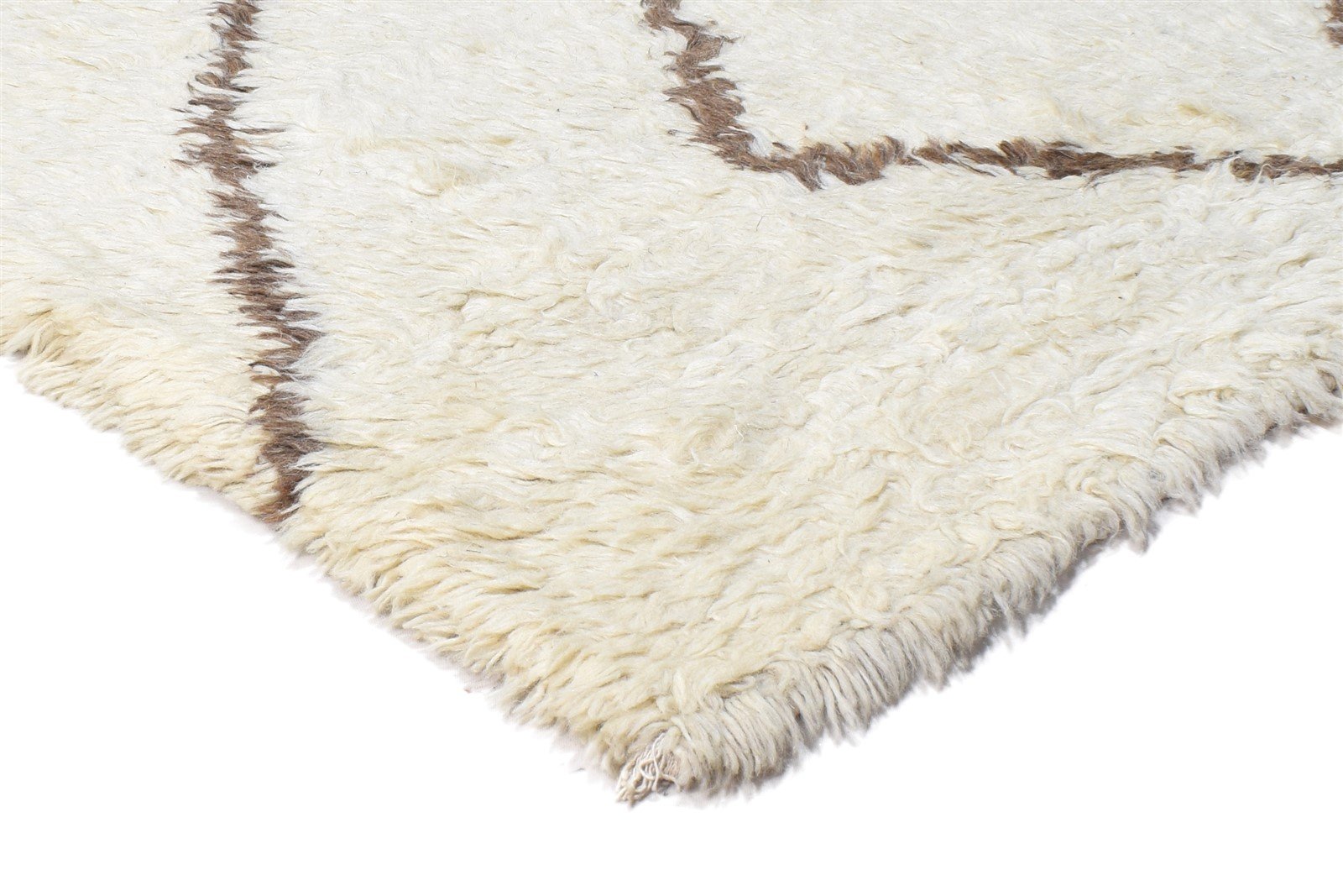 Beige Wool Rug 8' X 10' Modern Hand Knotted Moroccan Abstract Large Carpet Area Rug