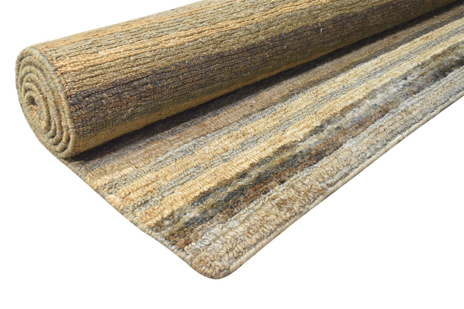 8' X 11' Rug Jute Brown Modern Hand Knotted Bohemian Striped Large Carpet Area Rug
