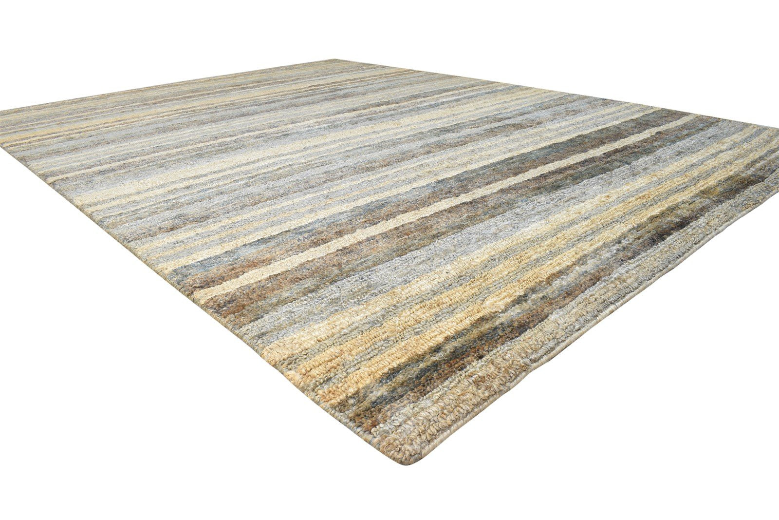 8' X 11' Rug Jute Brown Modern Hand Knotted Bohemian Striped Large Carpet Area Rug