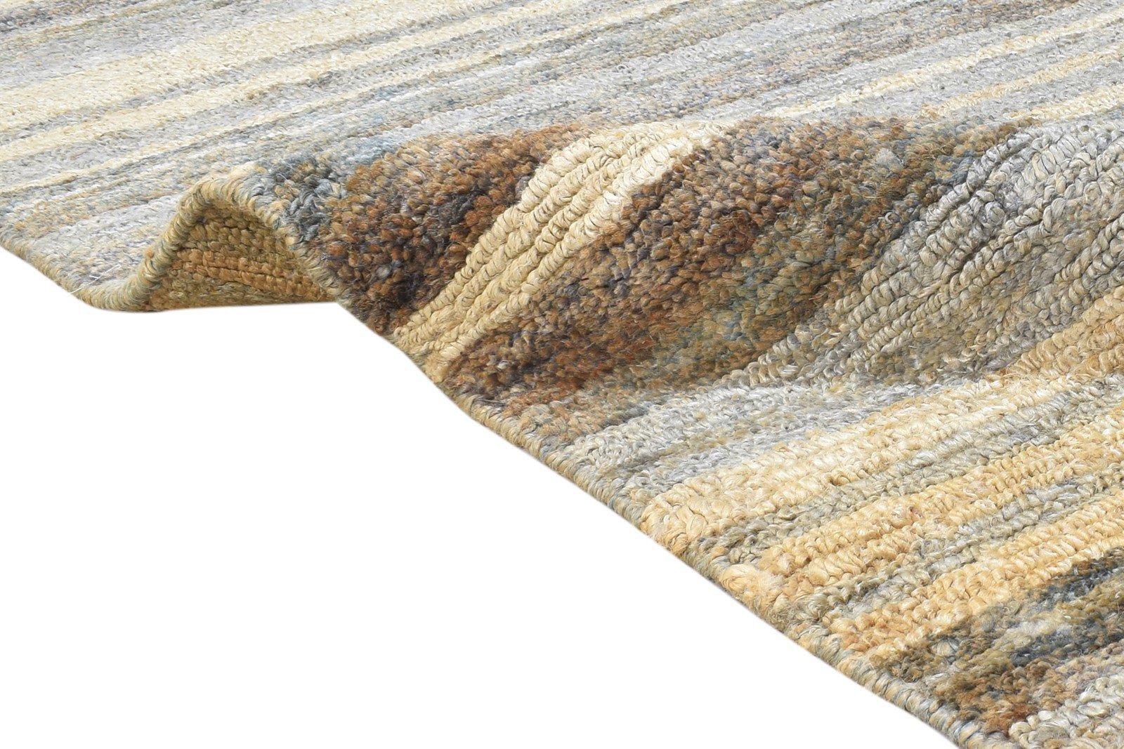 8' X 11' Rug Jute Brown Modern Hand Knotted Bohemian Striped Large Carpet Area Rug