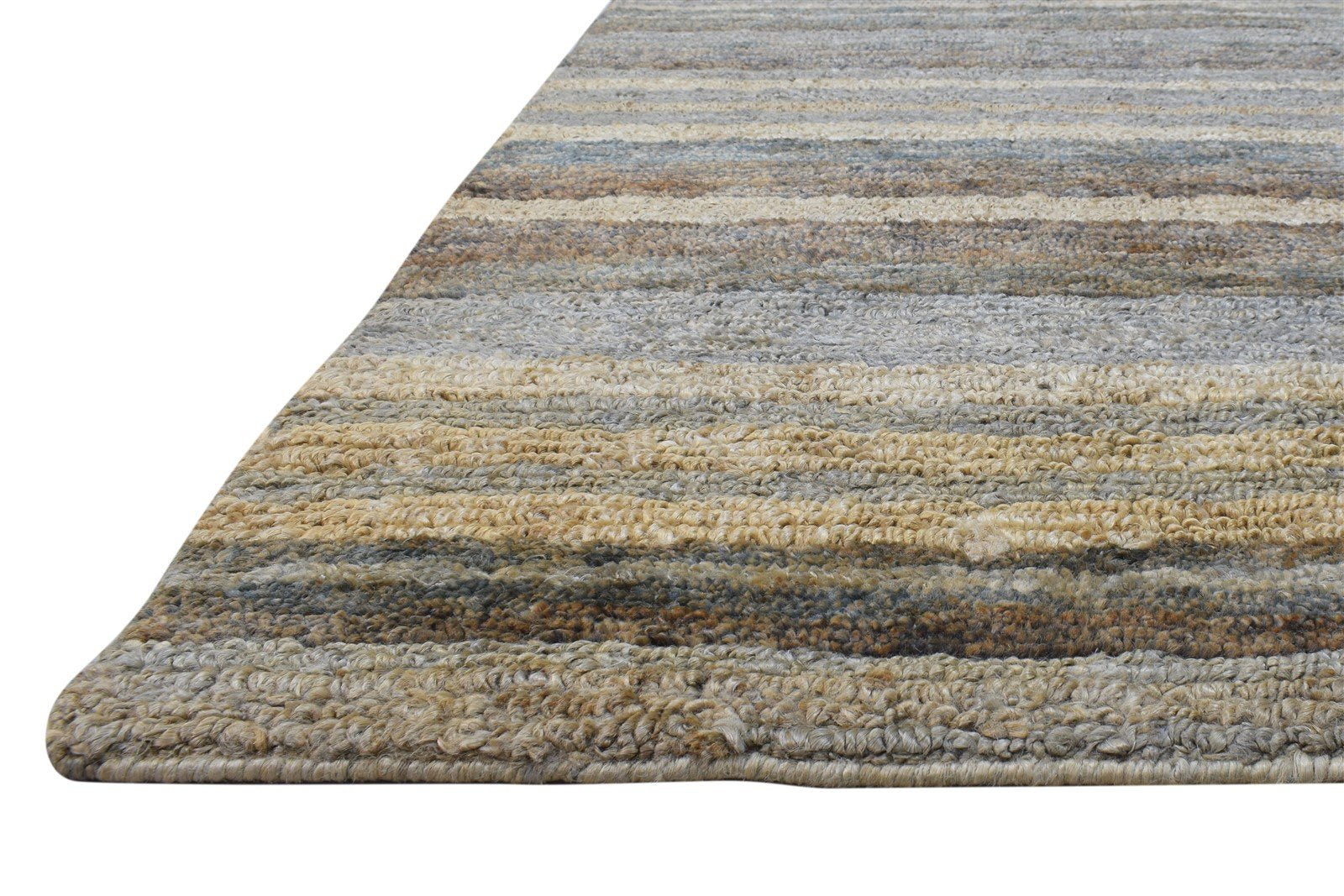 8' X 11' Rug Jute Brown Modern Hand Knotted Bohemian Striped Large Carpet Area Rug