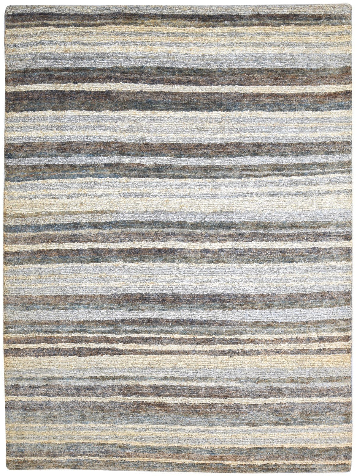 8' X 11' Rug Jute Brown Modern Hand Knotted Bohemian Striped Large Carpet Area Rug