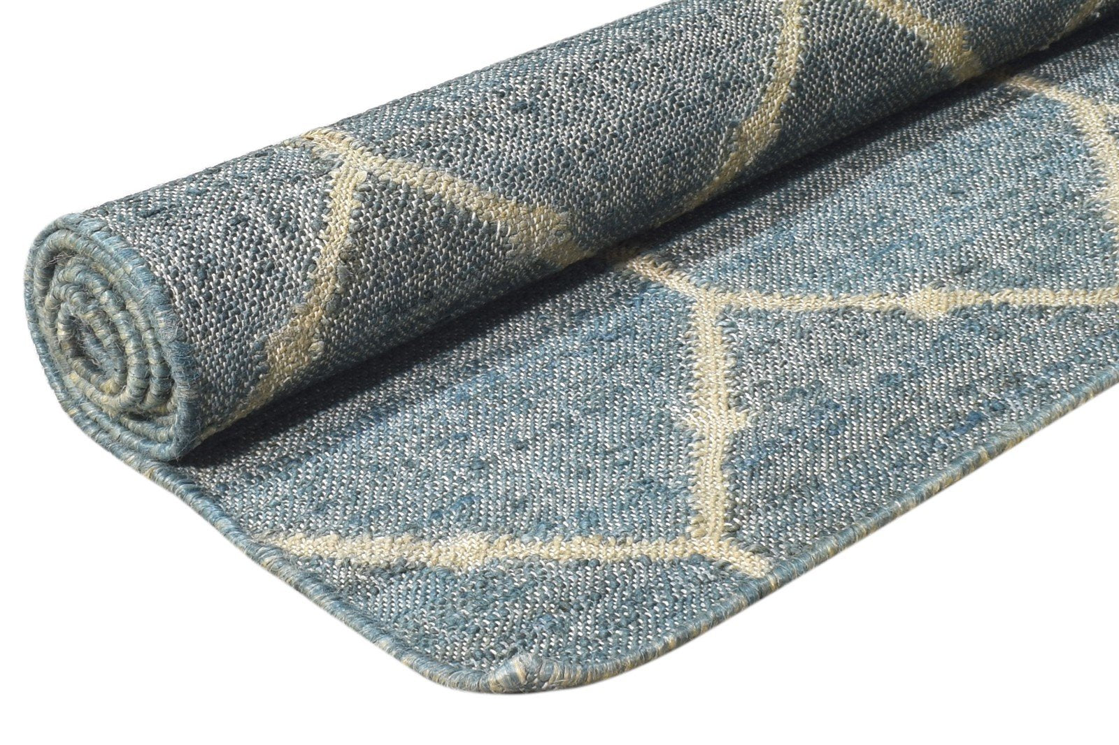 Jute Blue Rug 5' X 7' Modern Hand Woven Moroccan Trellis Room Size Carpet Area Rug