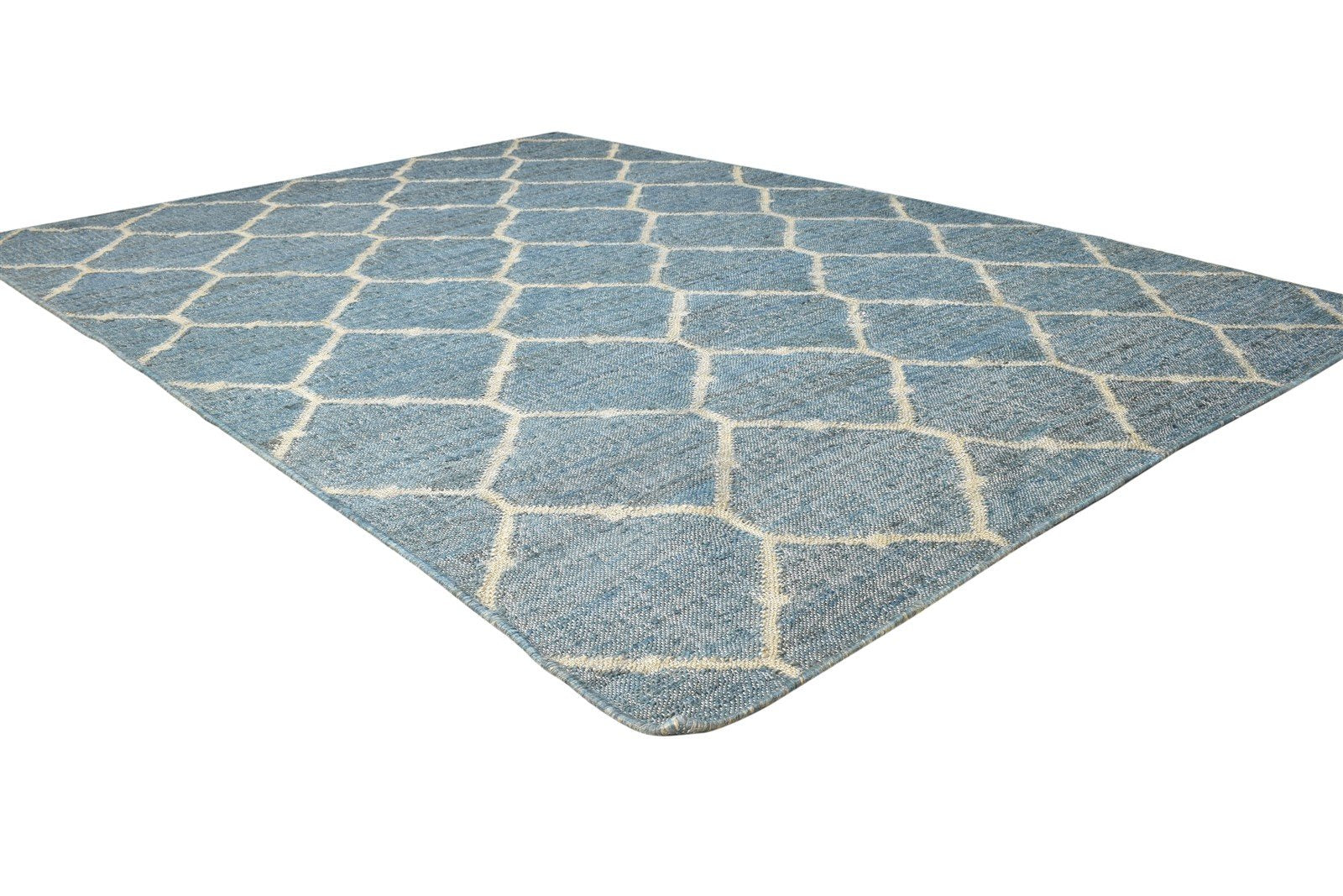 Jute Blue Rug 5' X 7' Modern Hand Woven Moroccan Trellis Room Size Carpet Area Rug