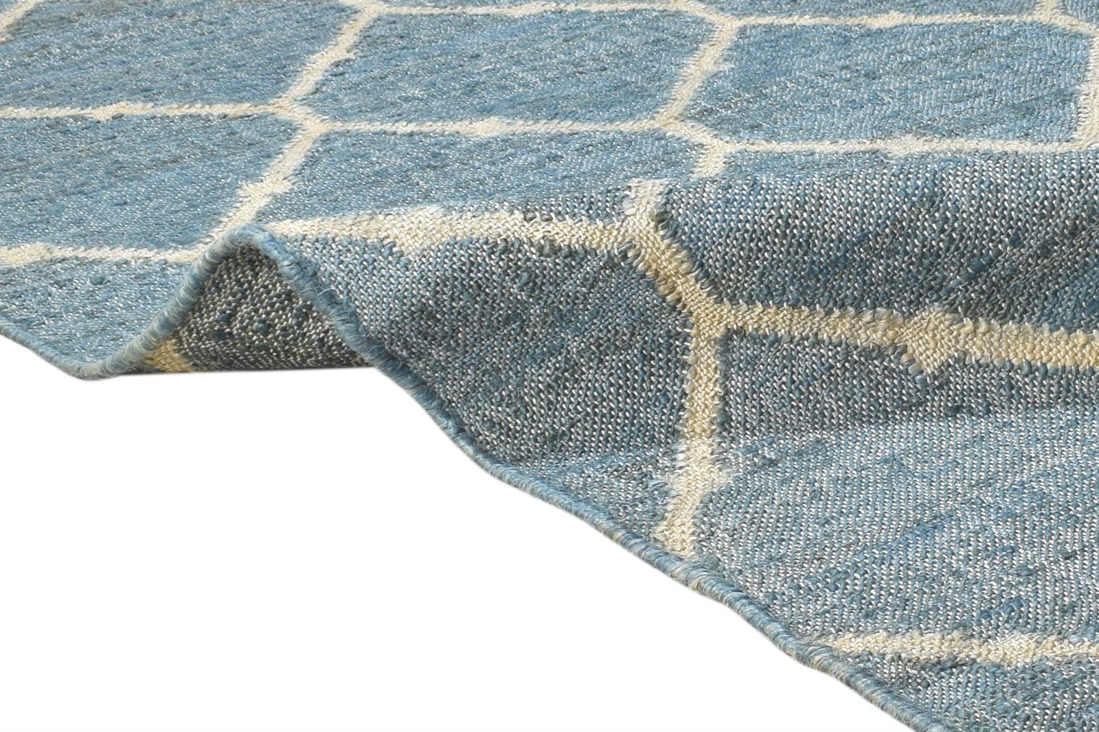 Jute Blue Rug 5' X 7' Modern Hand Woven Moroccan Trellis Room Size Carpet Area Rug