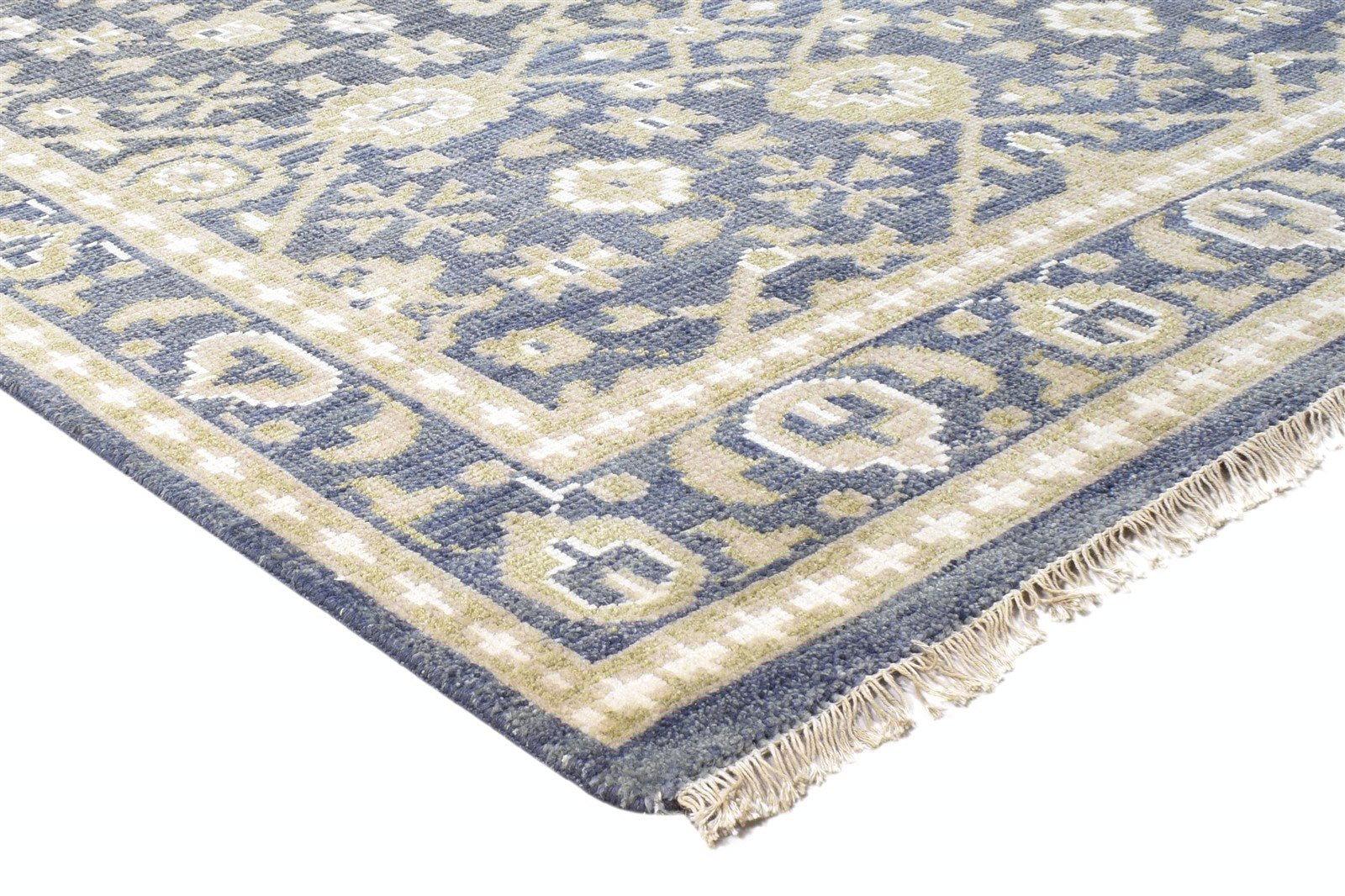 Blue Wool / Silk Rug 5X8 Persian Hand Knotted Oushak Oriental Room Size Carpet Area Rug
