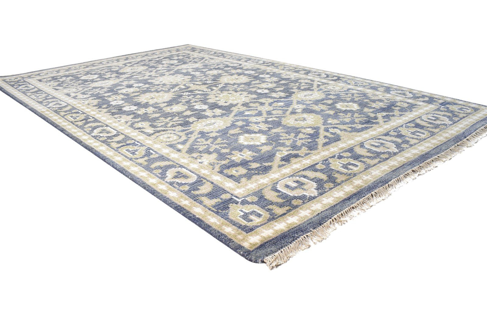 Blue Wool / Silk Rug 5X8 Persian Hand Knotted Oushak Oriental Room Size Carpet Area Rug