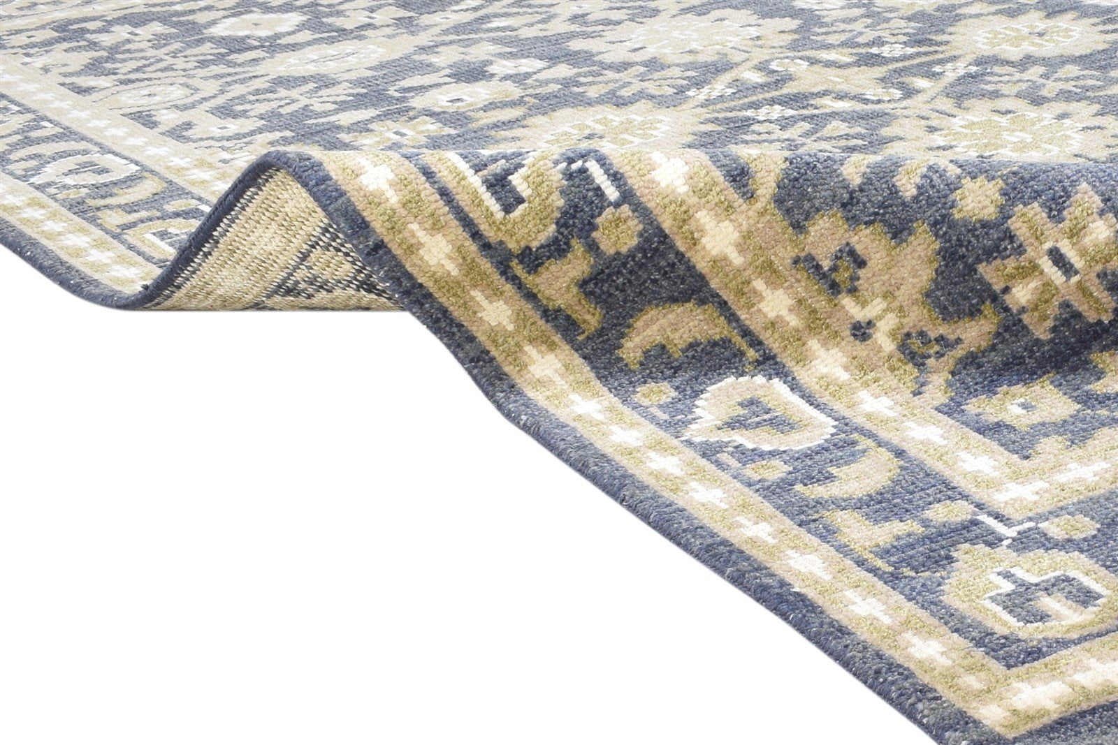 Blue Wool / Silk Rug 5X8 Persian Hand Knotted Oushak Oriental Room Size Carpet Area Rug
