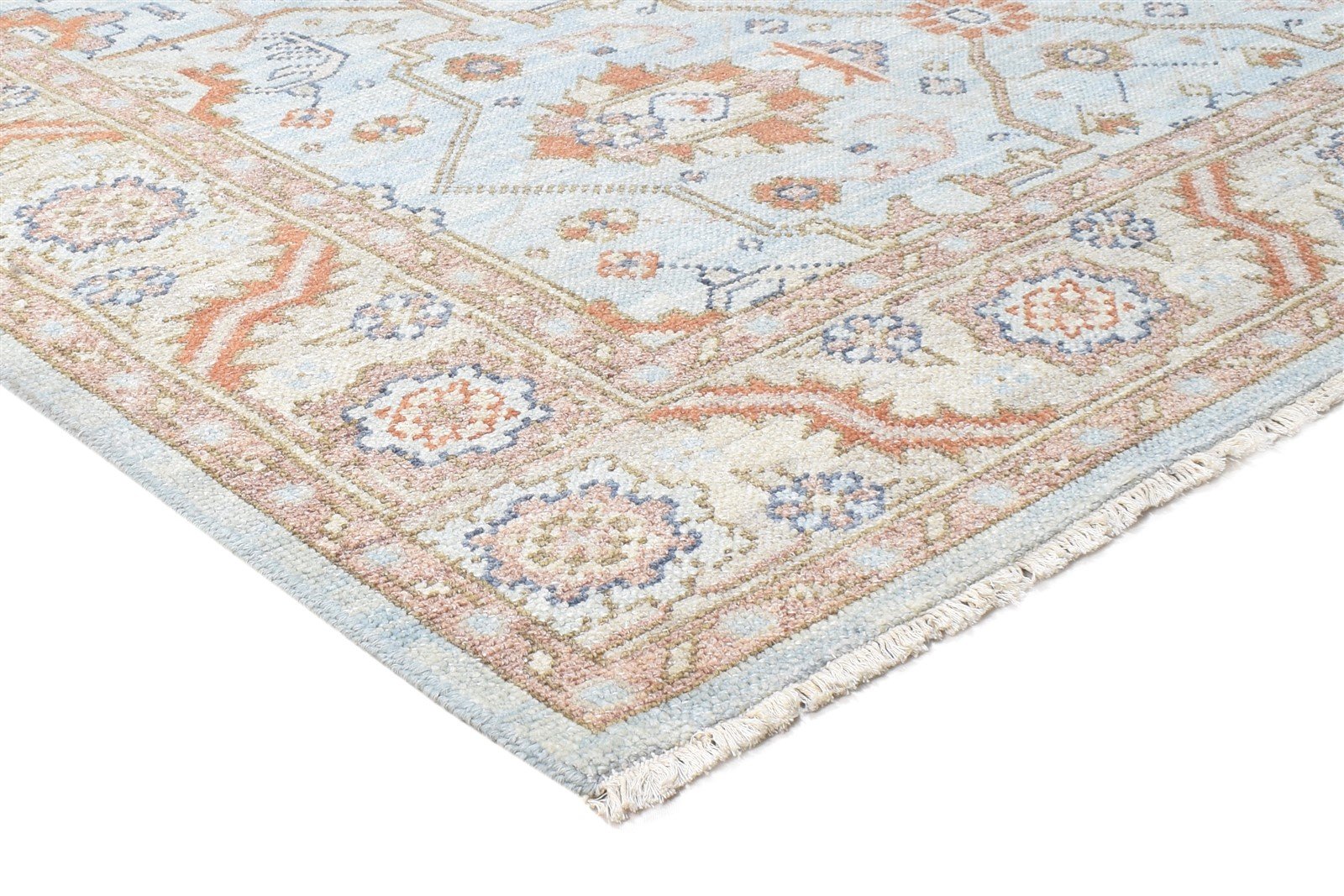 6X9 Rug Silk Teal Blue Persian Hand Knotted Sarouk-Indian Oriental Room Size Area Rug