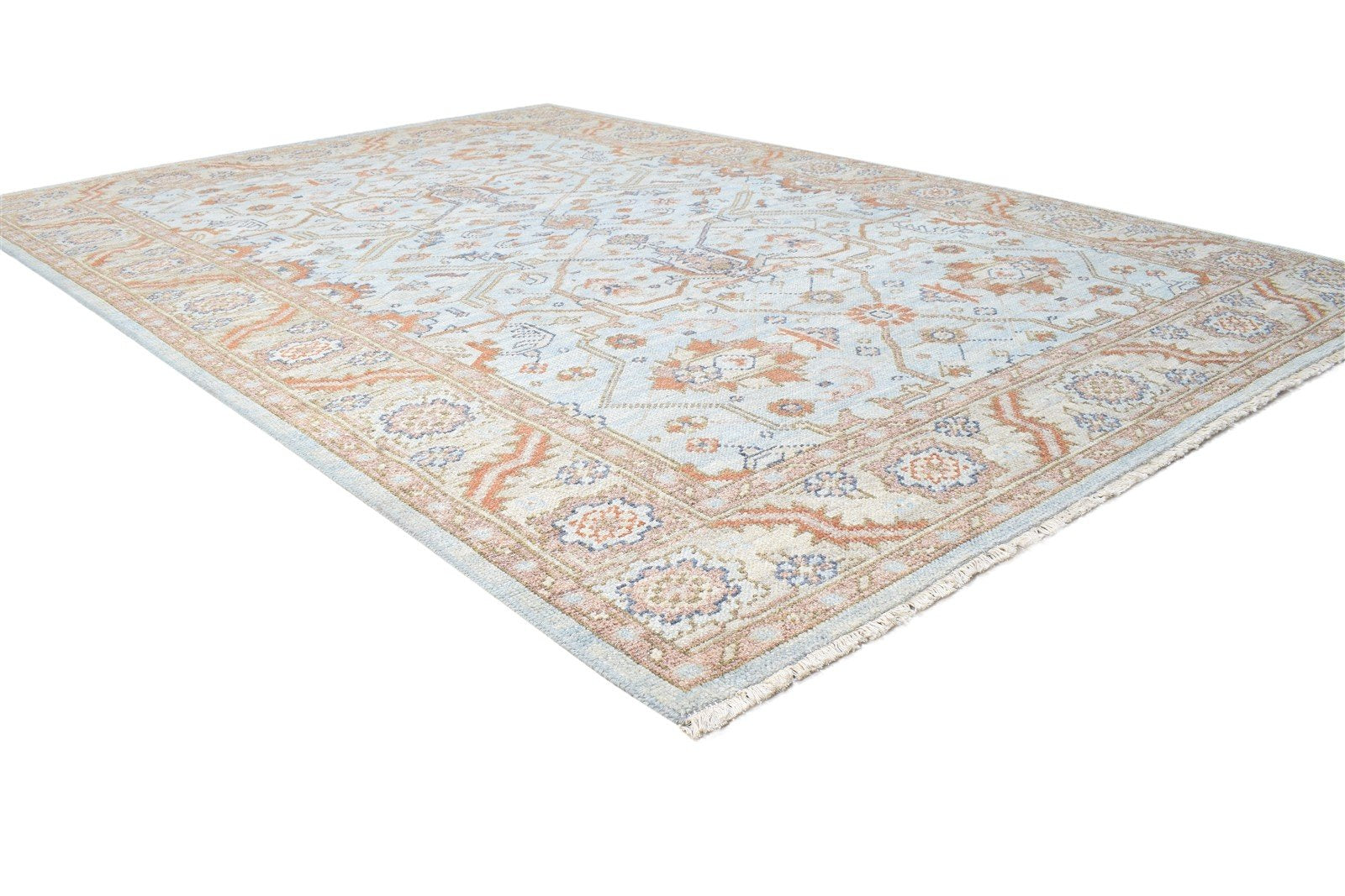 6X9 Rug Silk Teal Blue Persian Hand Knotted Sarouk-Indian Oriental Room Size Area Rug