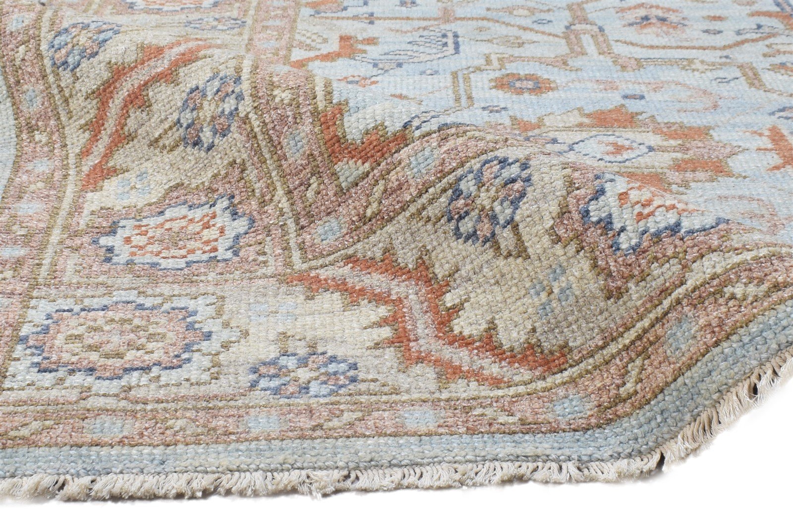 6X9 Rug Silk Teal Blue Persian Hand Knotted Sarouk-Indian Oriental Room Size Area Rug